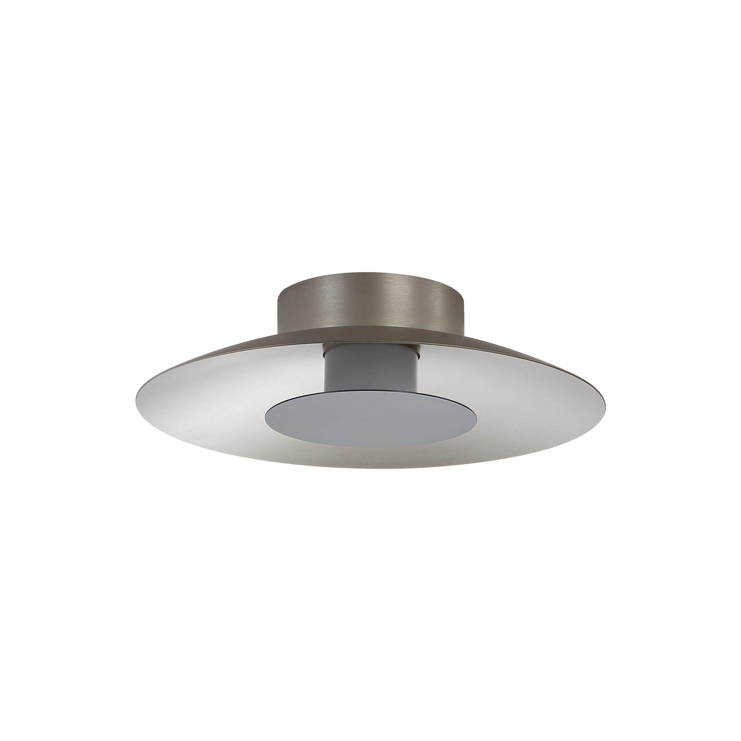 Luma LED Flush Mount - 12" in Sand Nickel with Graphite Shade - - Golden Lighting