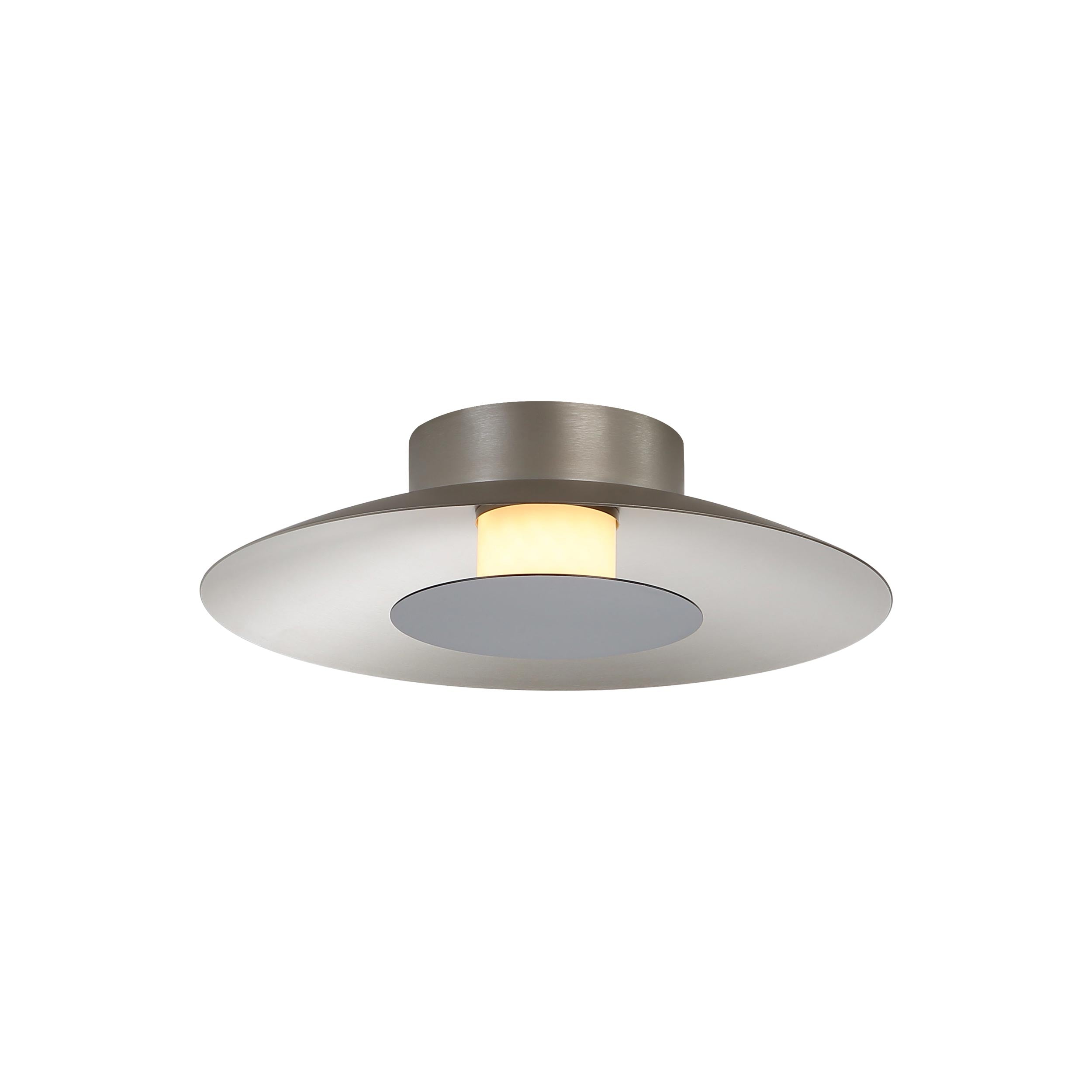 Luma LED Flush Mount - 12" in Sand Nickel with Graphite Shade - Default Title - Golden Lighting