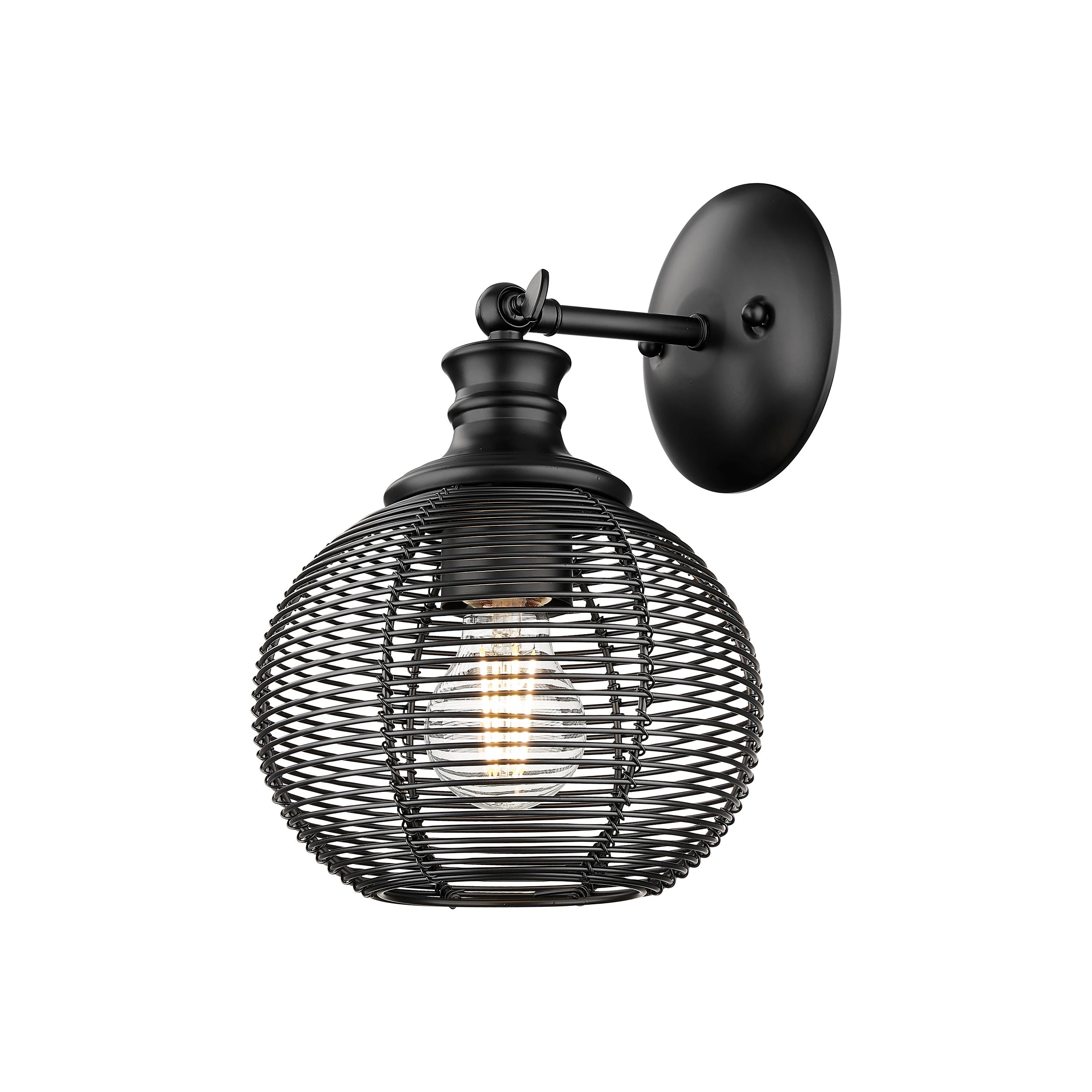Calypso 1 Light Wall Sconce in Matte Black with Matte Black Shade - Default Title - Golden Lighting