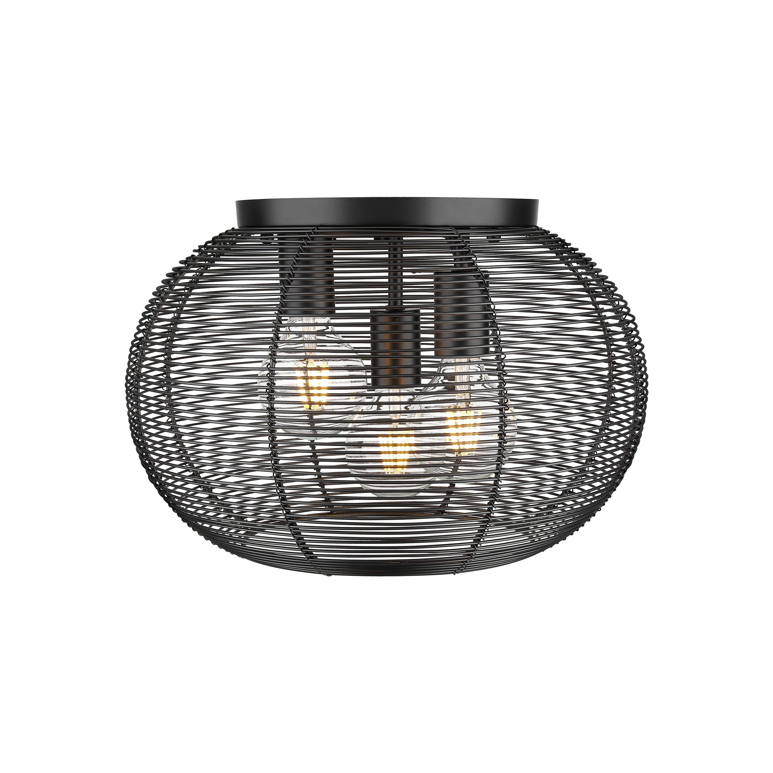 Calypso 3 Light Flush Mount in Matte Black with Matte Black Shade - - Golden Lighting