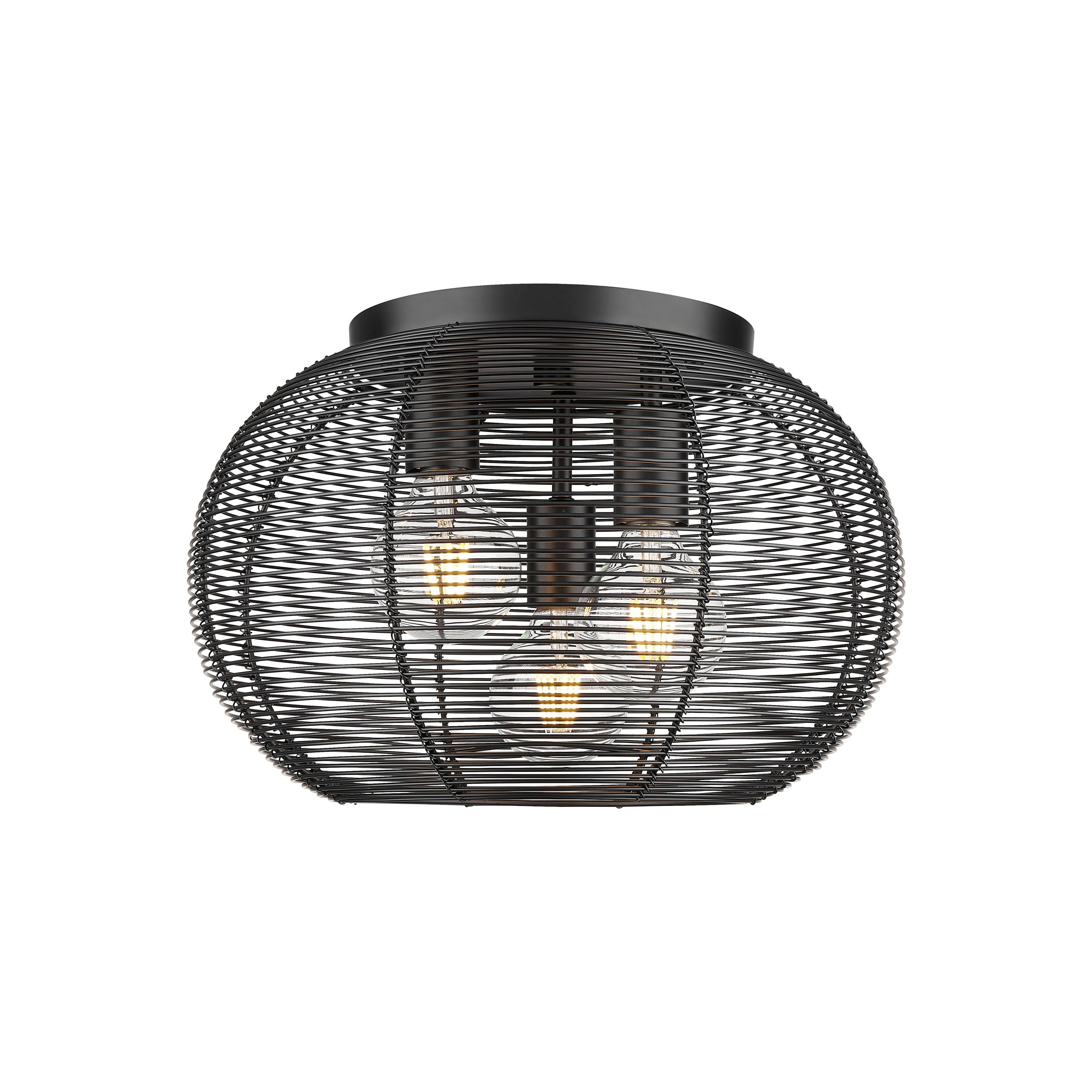 Calypso 3 Light Flush Mount in Matte Black with Matte Black Shade - Default Title - Golden Lighting