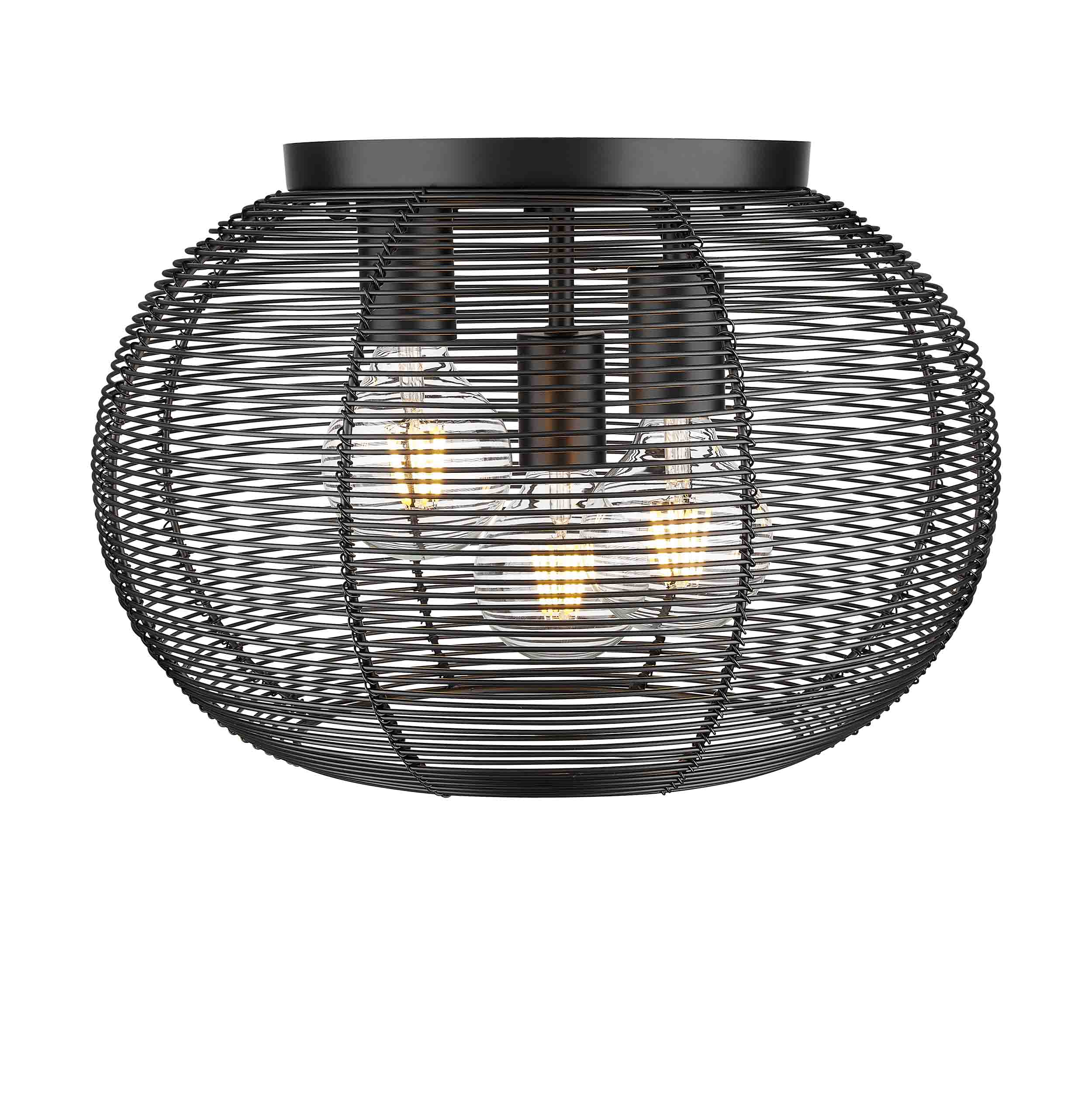 Golden Lighting Calypso 3-light Flush Mount in Matte Black