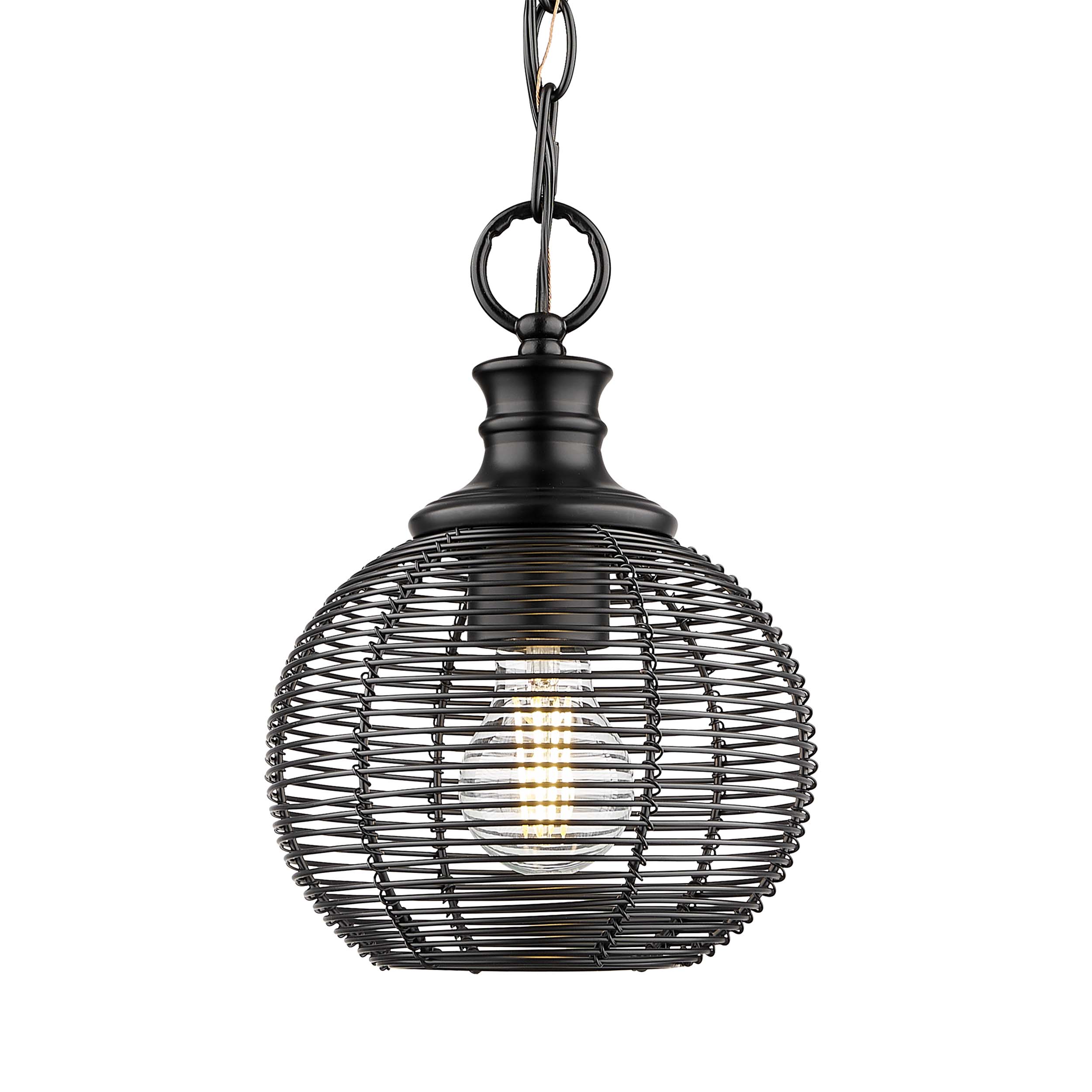 Golden Lighting Calypso 1-light 8in Pendant in Matte Black