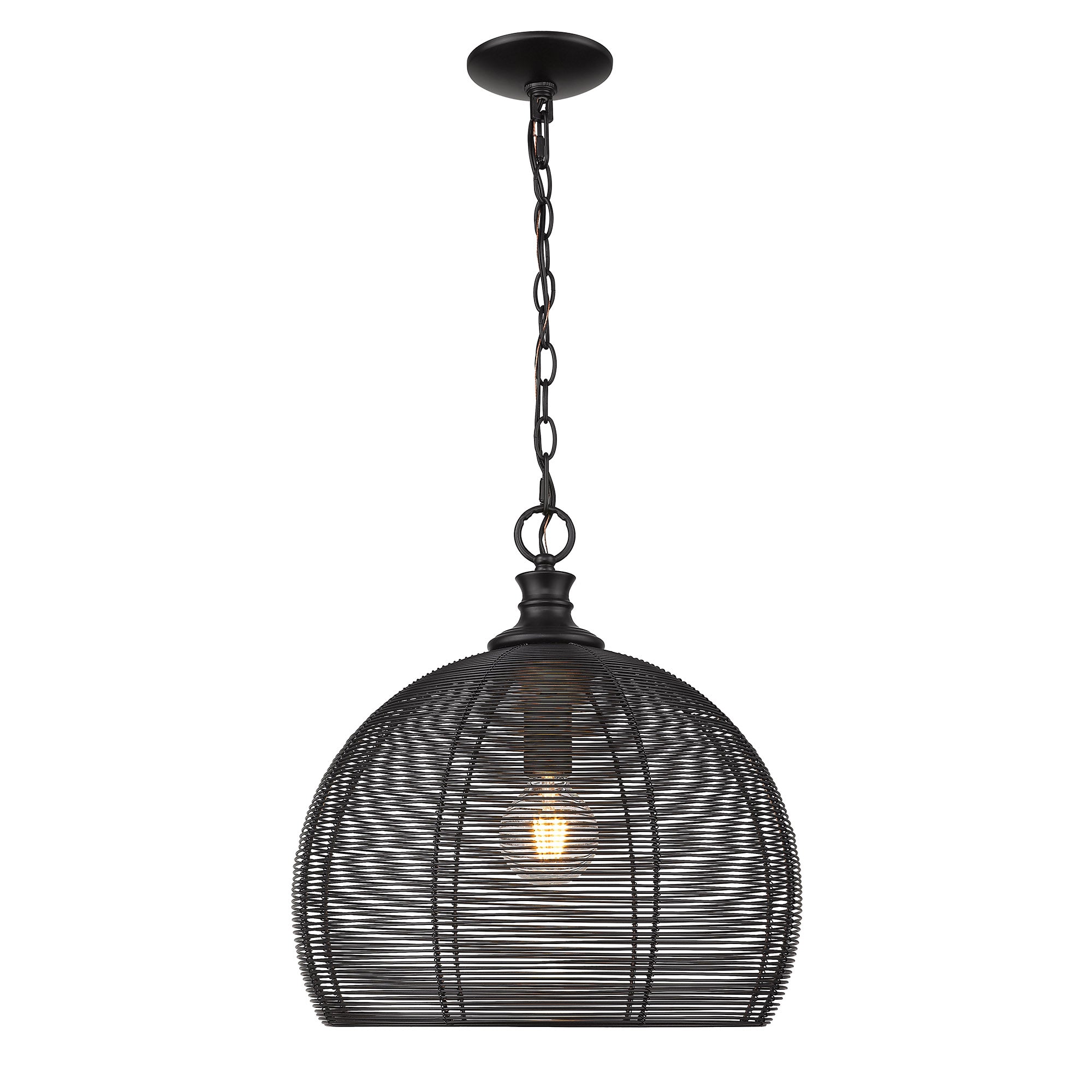 Golden Lighting Calypso 1-light 16in Pendant in Matte Black - - Golden Lighting