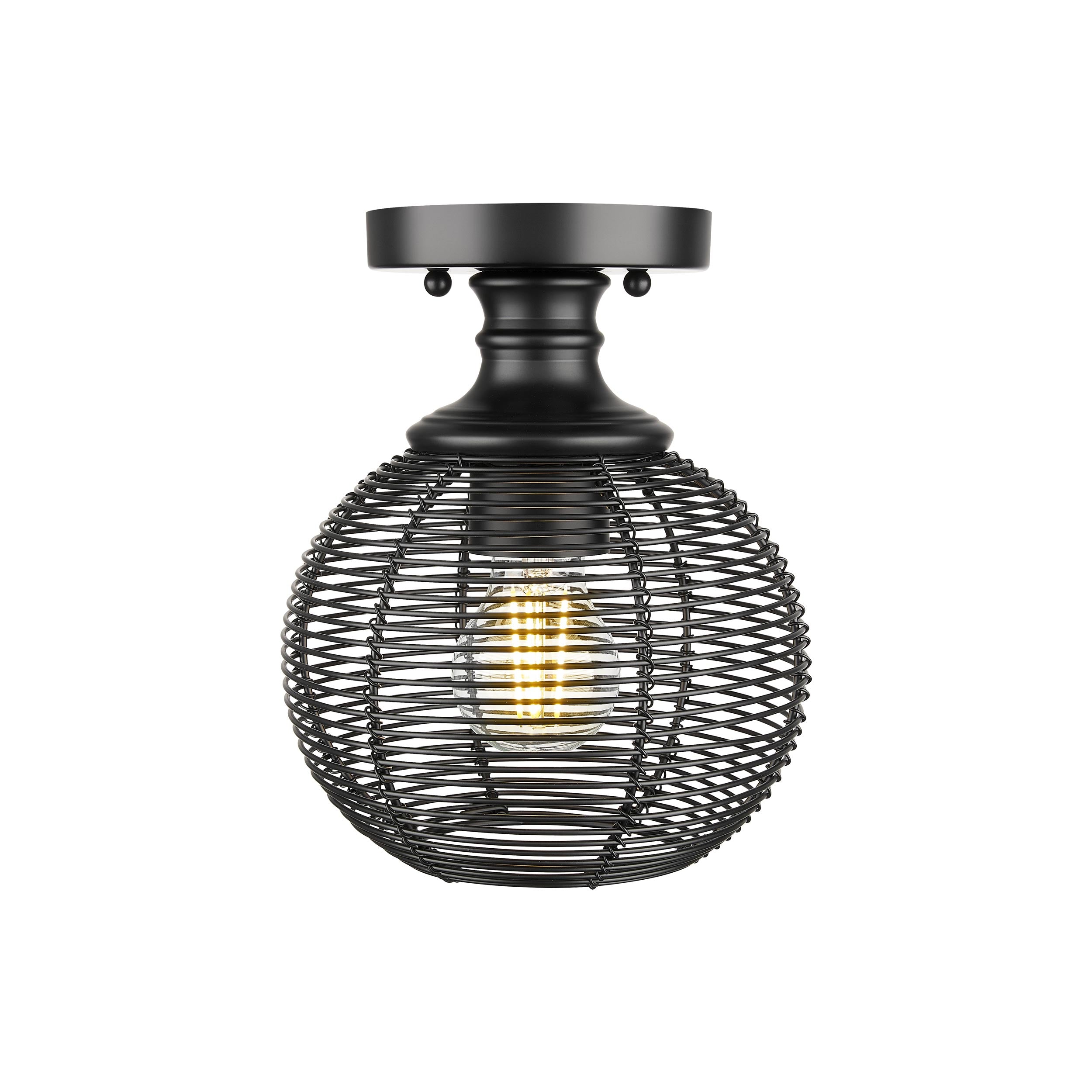 Golden Lighting Calypso 1-light Semi-Flush Mount in Matte Black - - Golden Lighting