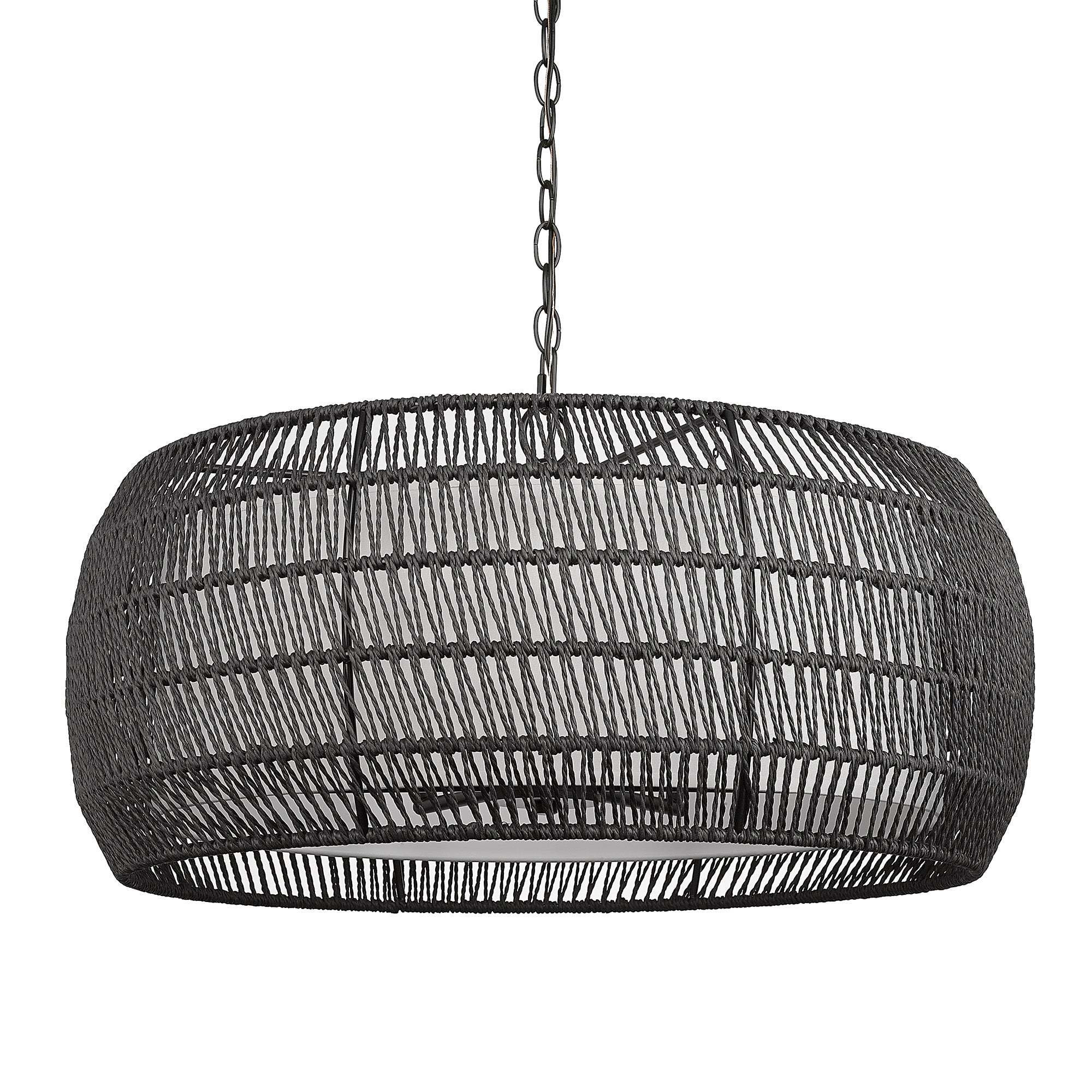 Golden Lighting Everly 6-light Chandelier in Matte Black and Modern Black Rattan shade - - Golden Lighting