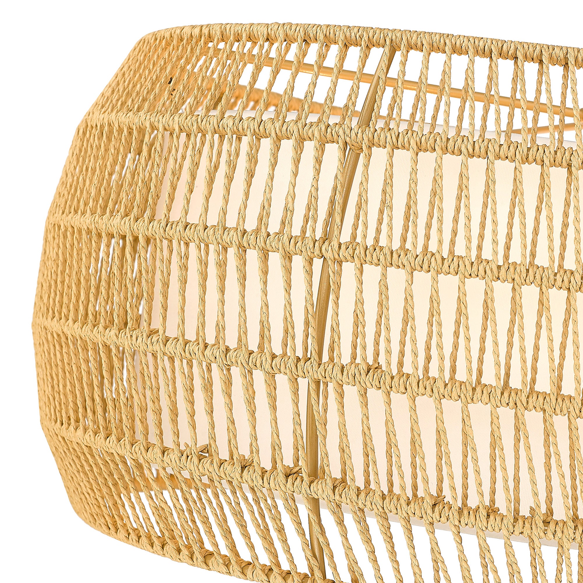 Golden Lighting Everly 6-light Chandelier in Matte Black and Natural Rattan shade - - Golden Lighting