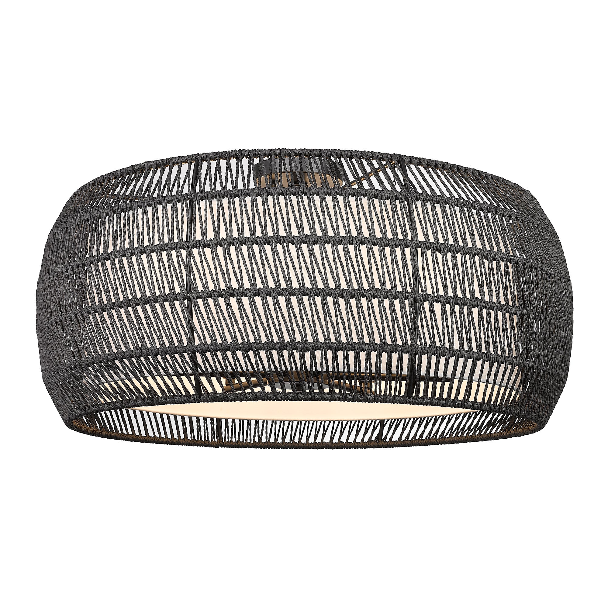Golden Lighting Everly 6-light Semi-Flush Mount in Matte Black and Modern Black Rattan shade - - Golden Lighting