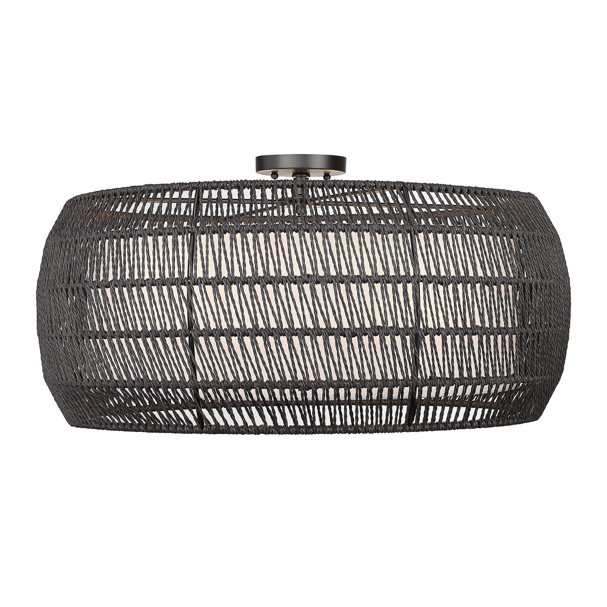 Golden Lighting Everly 6-light Semi-Flush Mount in Matte Black and Modern Black Rattan shade