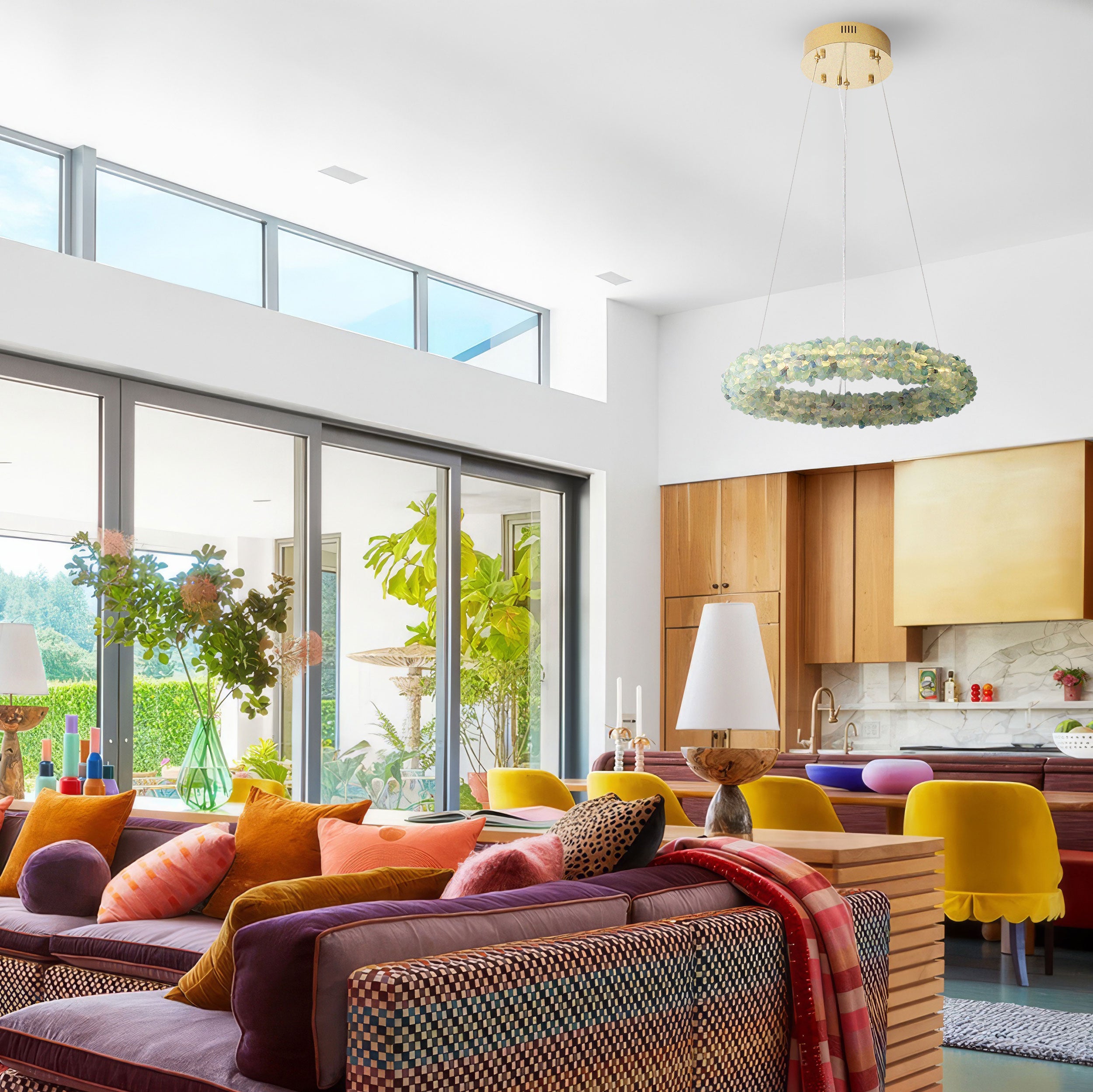 Ziva by Golden Lighting Corallo Integrated LED 30in Chandelier in Turquoise - - Golden Lighting