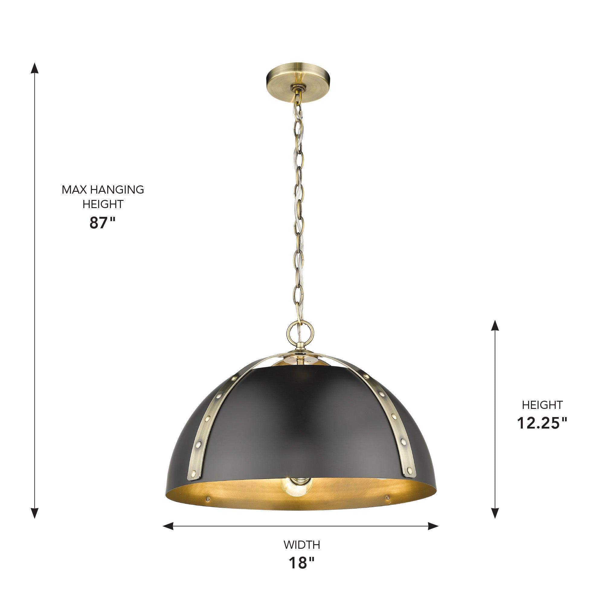 Golden Lighting Aldrich 3-light Pendant in Aged Brass - - Golden Lighting