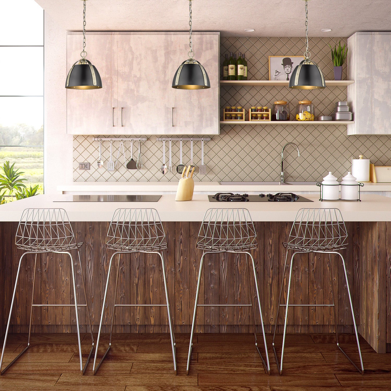 Golden Lighting Aldrich 1-light Pendant in Aged Brass