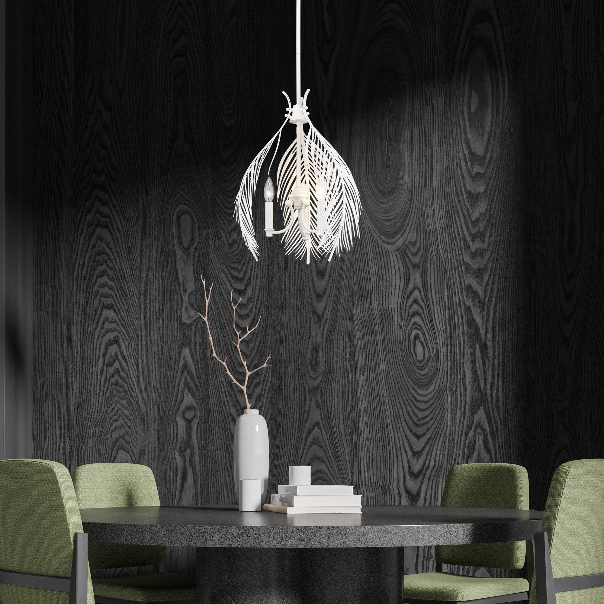 Cay WHT 3 Light Pendant in Matte White - Default Title - Golden Lighting