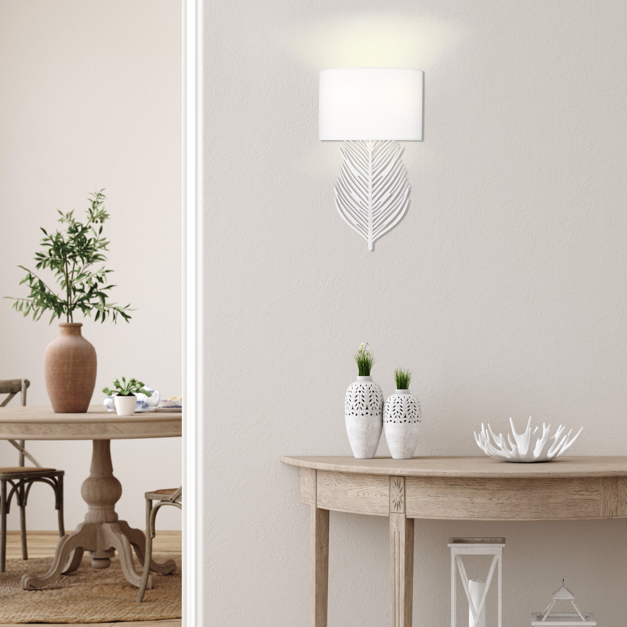 Cay WHT 2 Light Wall Sconce in Matte White with Modern White Shade - Default Title - Golden Lighting