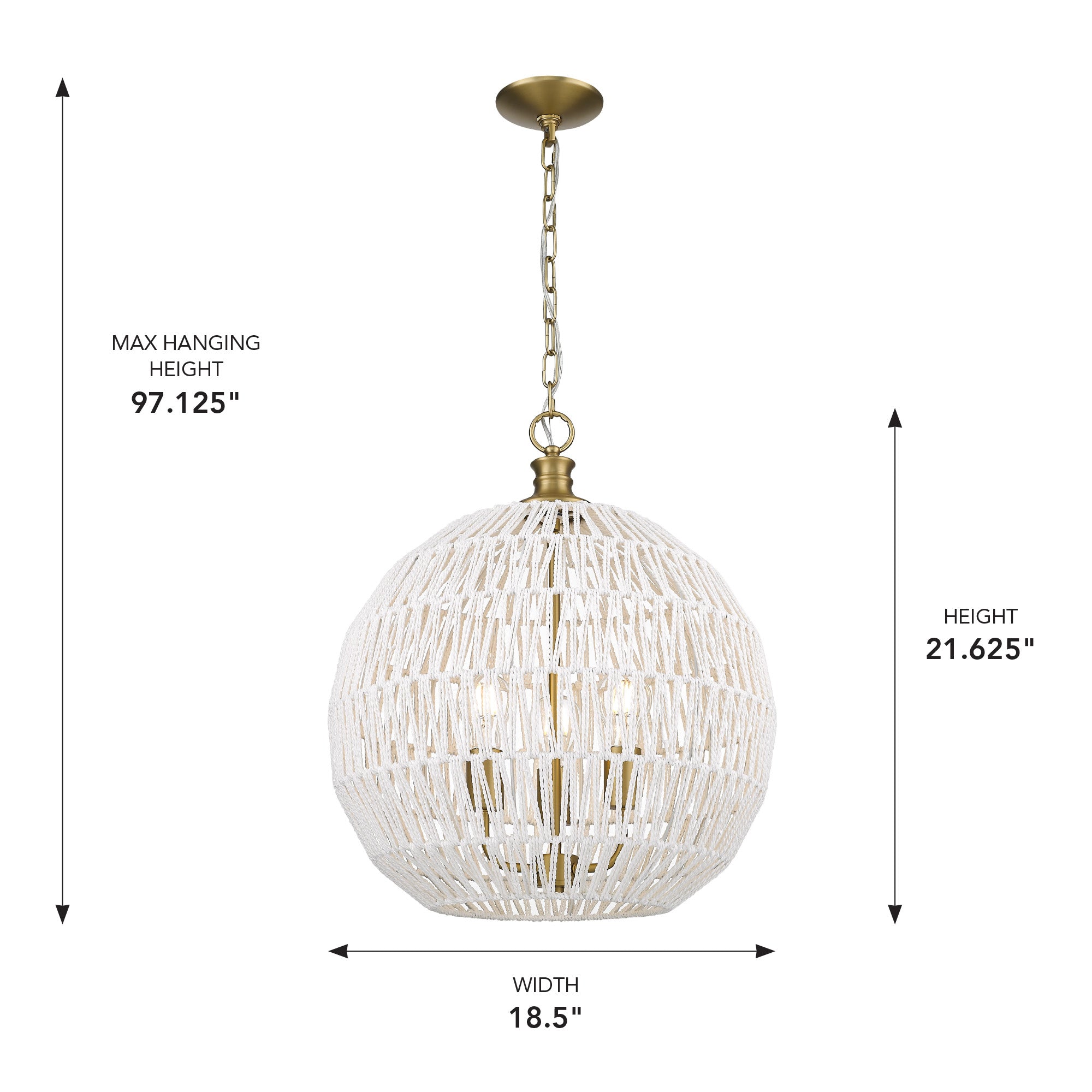 Golden Lighting Florence 3-light Pendant in Brushed Champagne Brass - - Golden Lighting