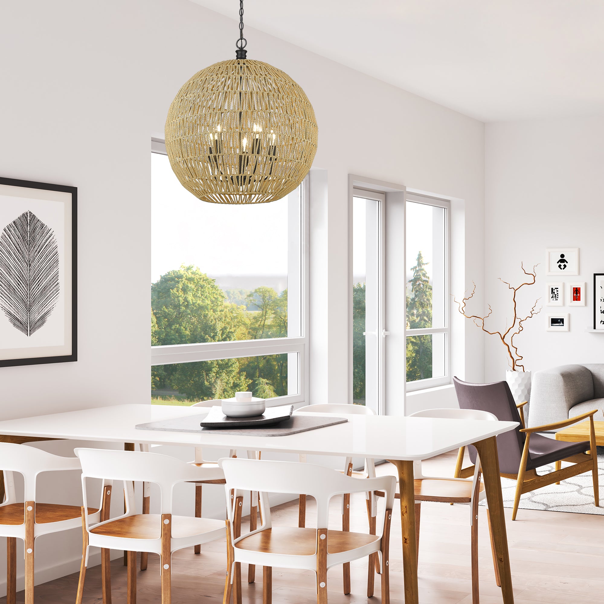 Golden Lighting Florence 5-light Pendant in Matte Black