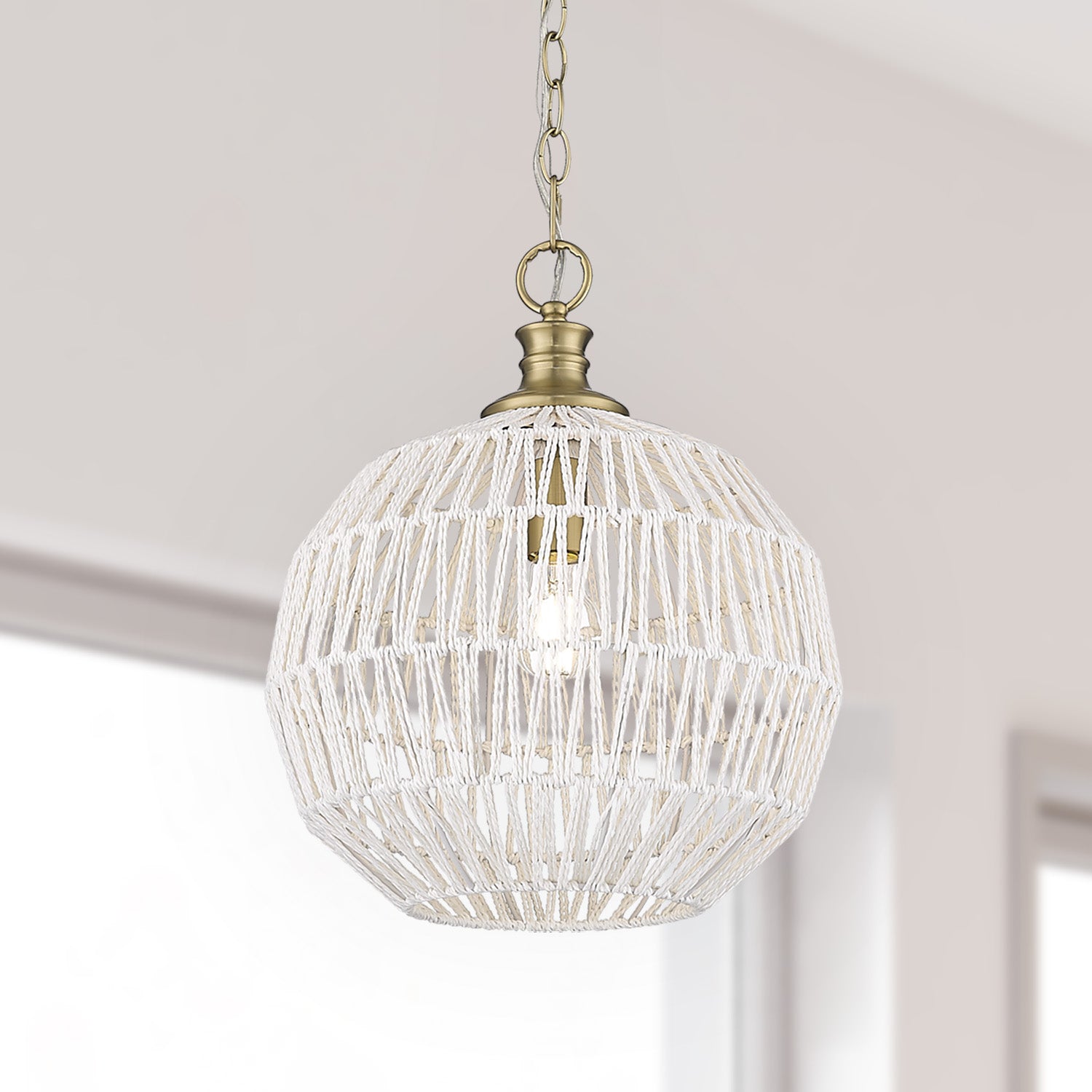 Golden Lighting Florence 1-light Pendant in Brushed Champagne Brass - - Golden Lighting