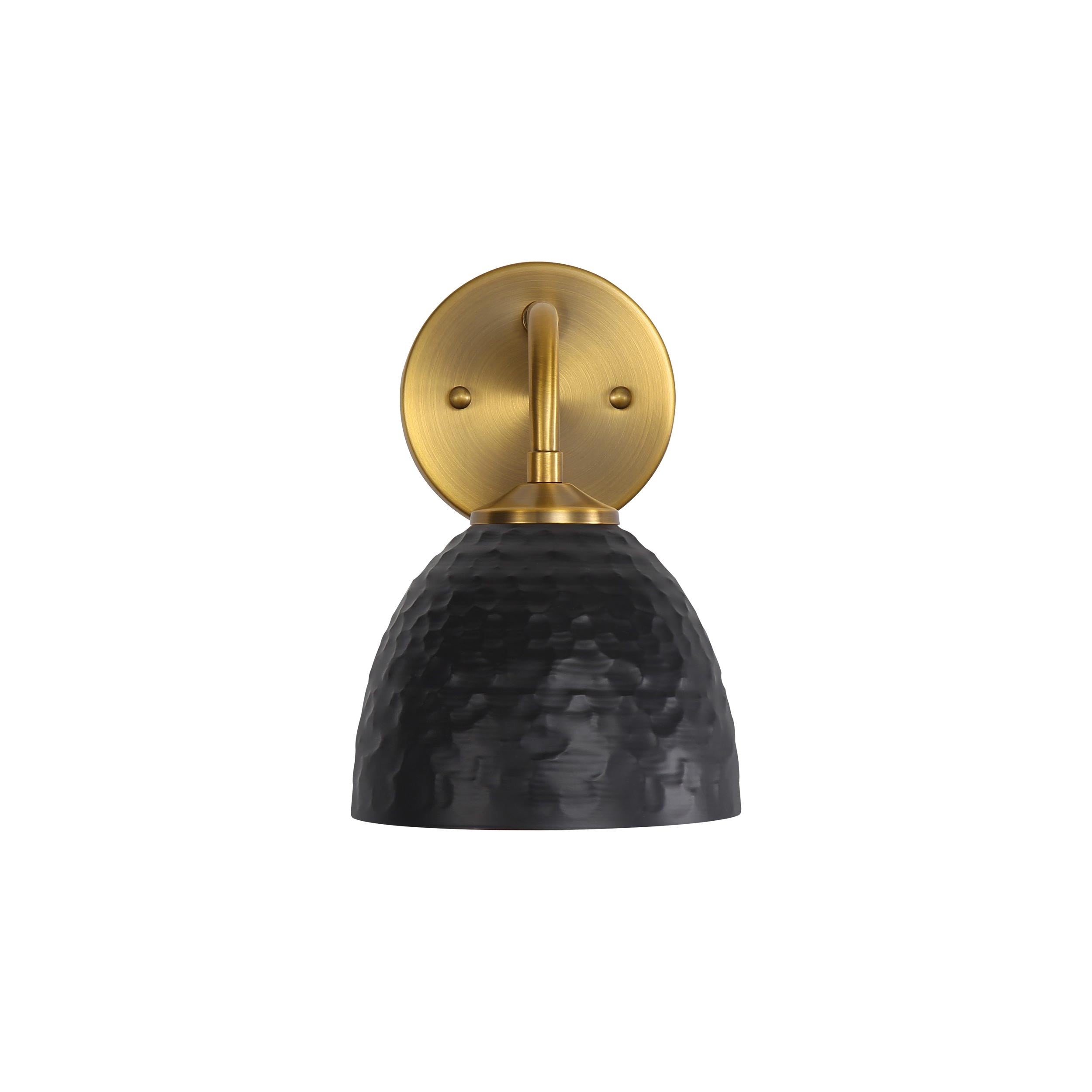 Shepard 1-Light Wall Sconce in Modern Brass with Matte Black - - Golden Lighting