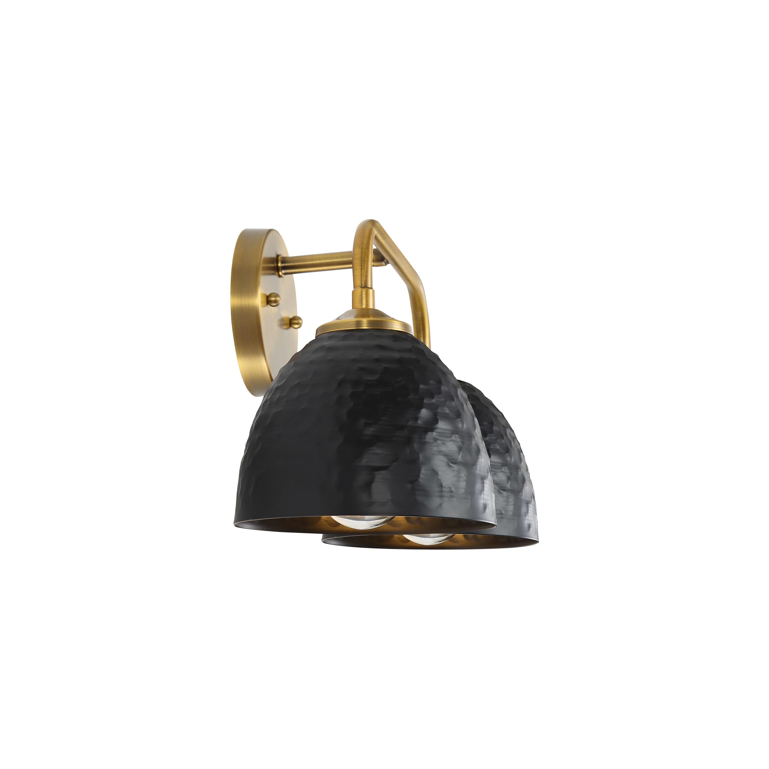Golden Lighting Shepard 2-light Vanity in Modern Brass and Matte Black shade - - Golden Lighting