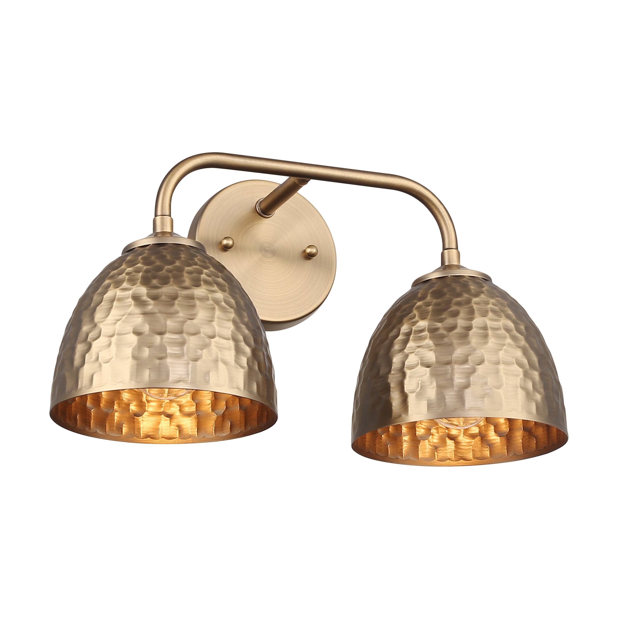 Golden Lighting Shepard 2-light Vanity in Modern Brass and Modern Brass shade - - Golden Lighting