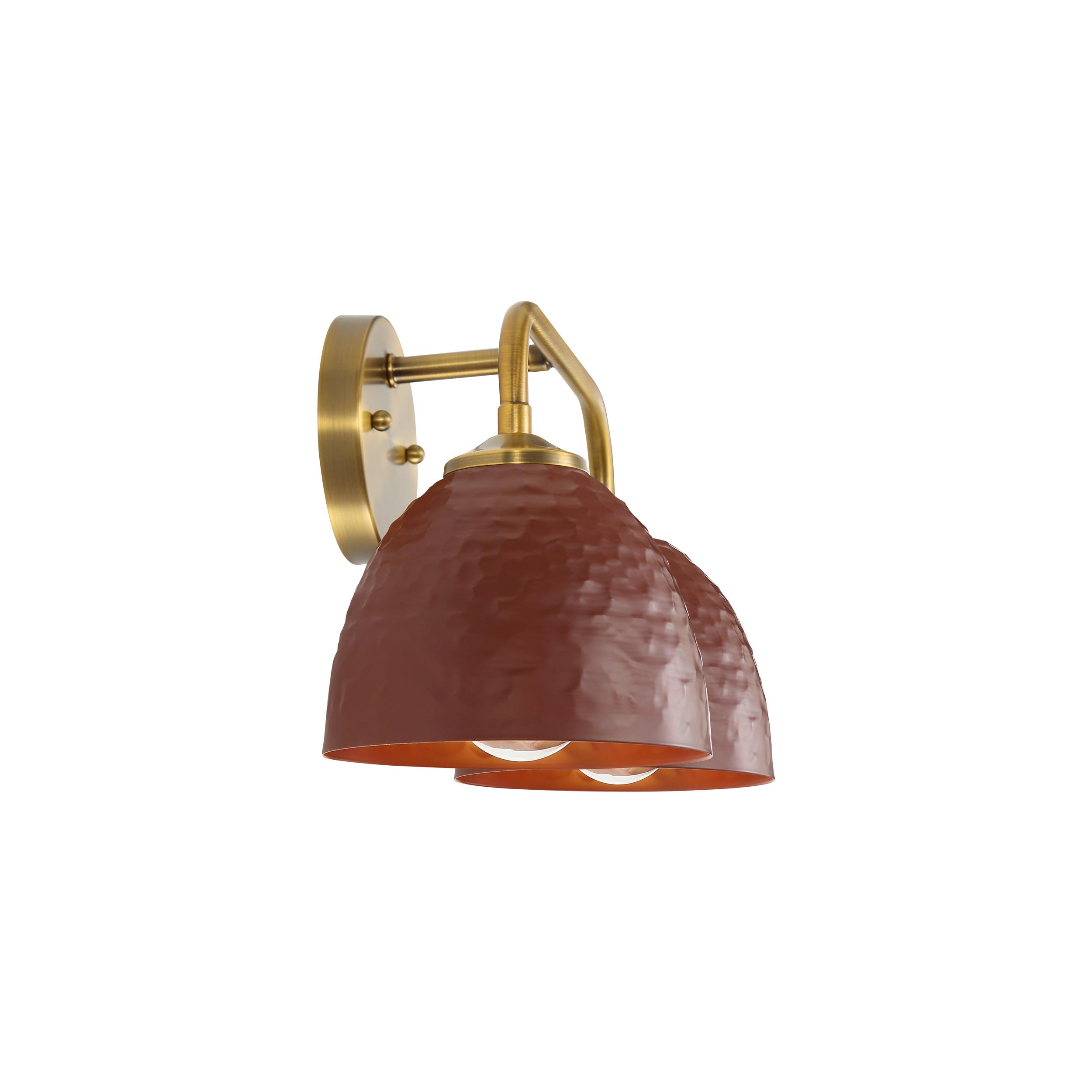 Golden Lighting Shepard 2-light Vanity in Modern Brass and Russet Clay shade - - Golden Lighting