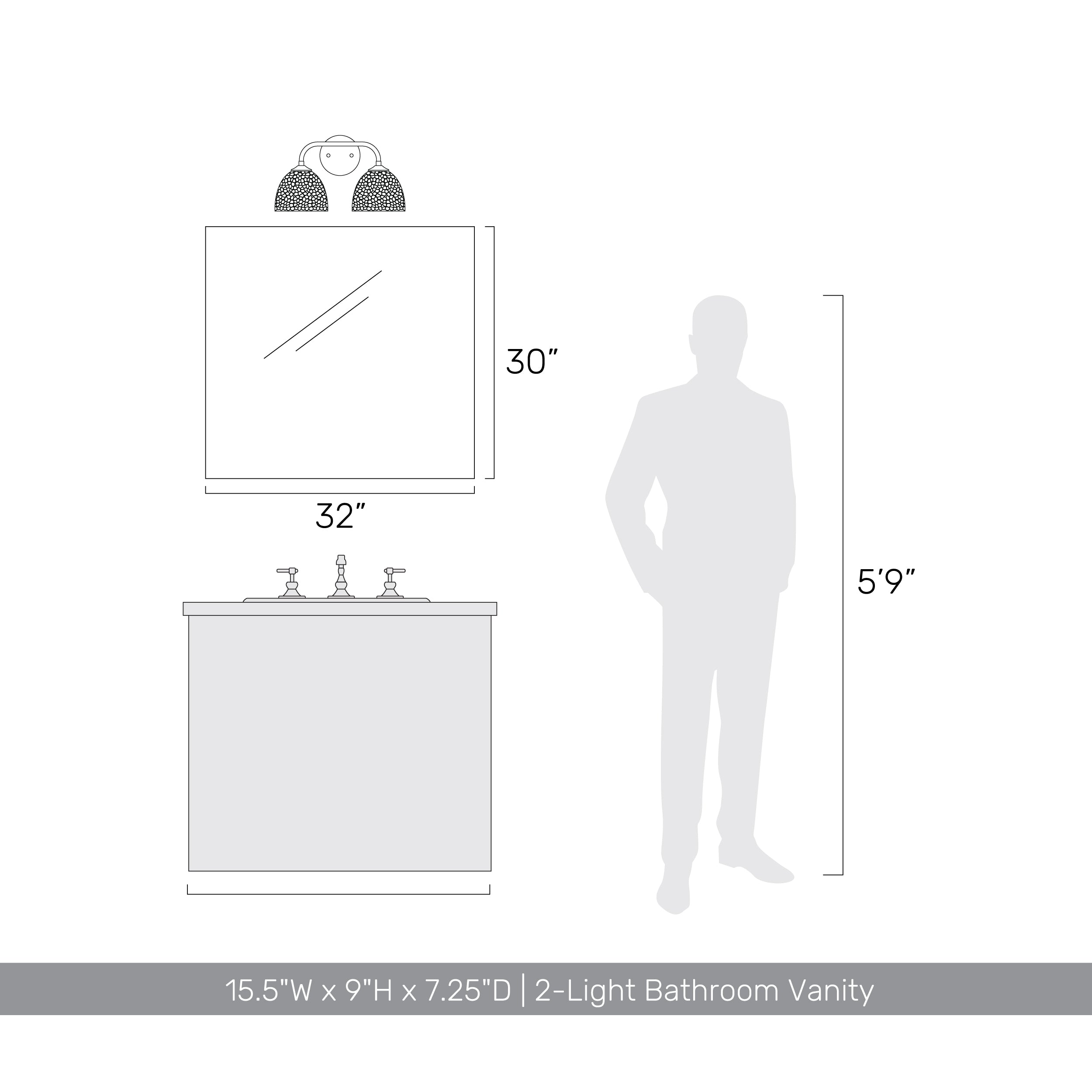 Golden Lighting Shepard 2-light Vanity in Modern Brass and Matte Black shade - - Golden Lighting