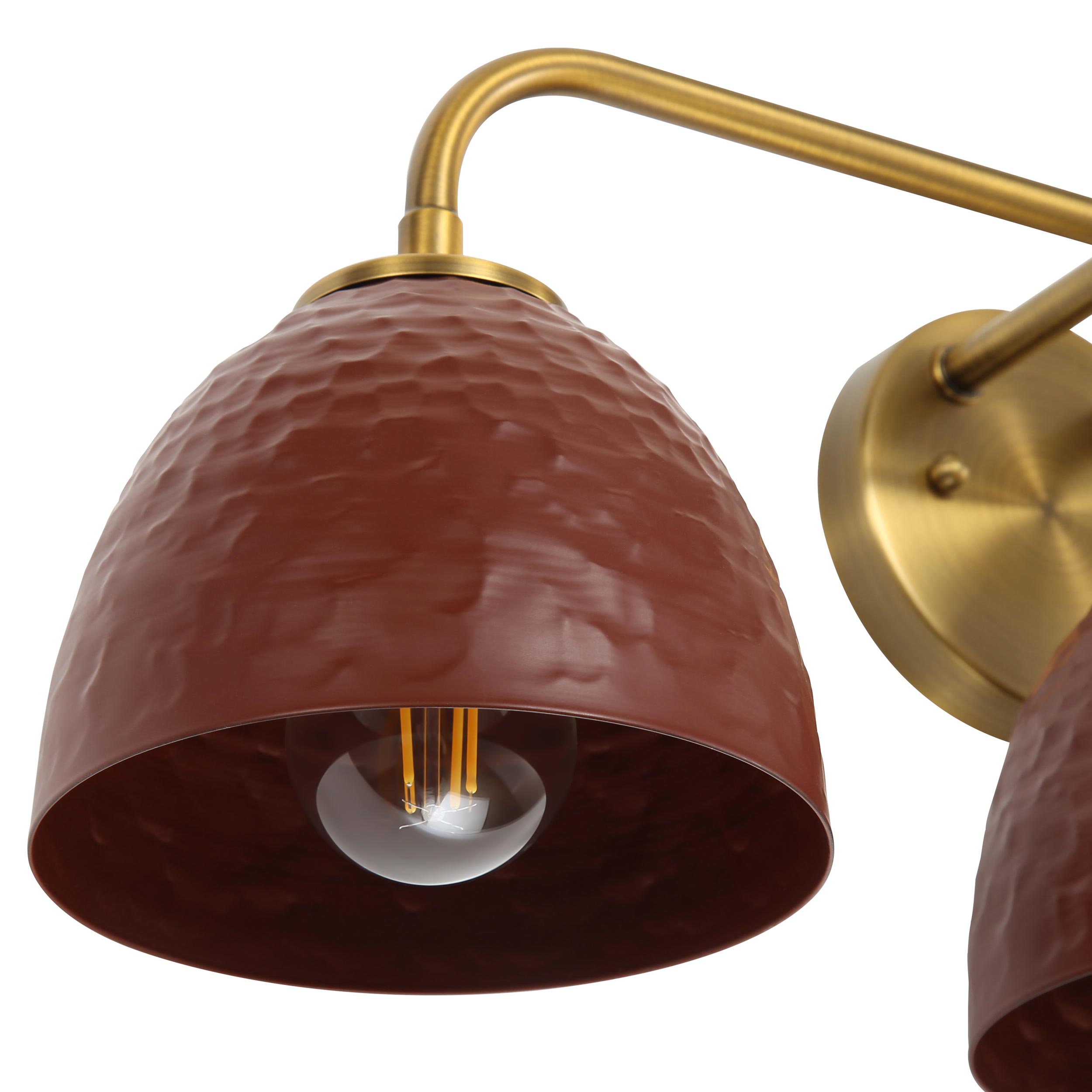 Golden Lighting Shepard 3-light Vanity in Modern Brass and Russet Clay shade - - Golden Lighting