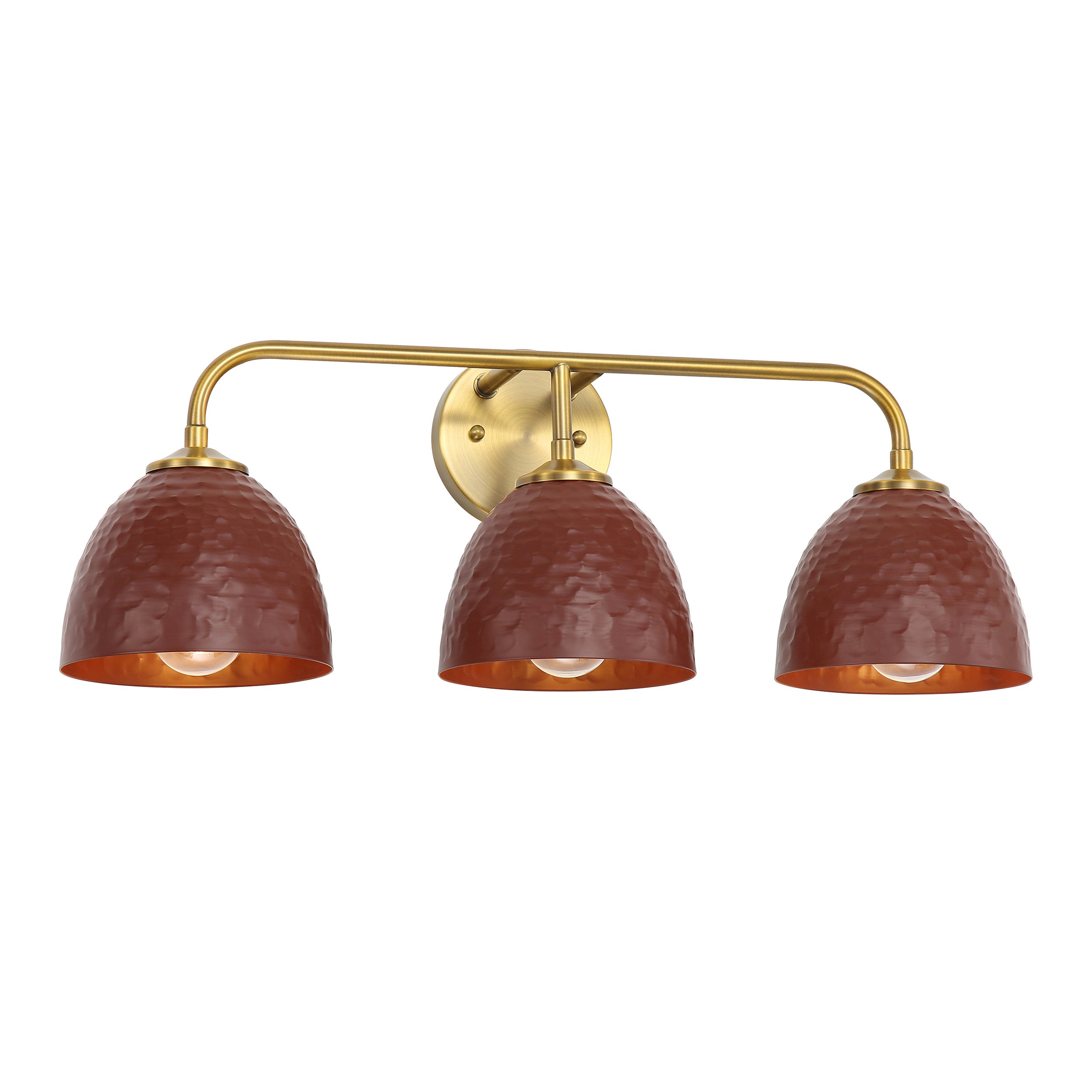 Golden Lighting Shepard 3-light Vanity in Modern Brass and Russet Clay shade