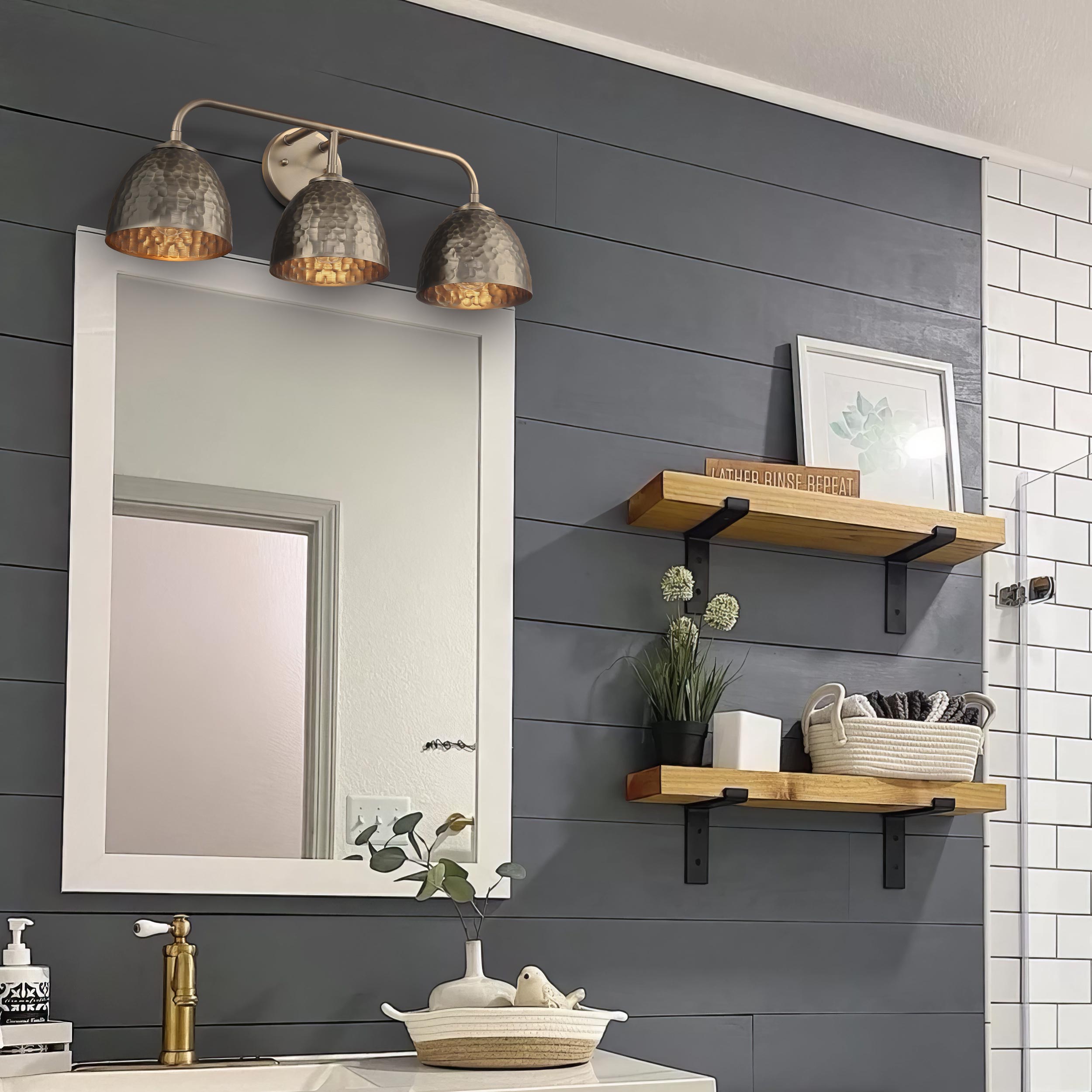 Golden Lighting Shepard 3-light Vanity in Modern Brass and Modern Brass shade