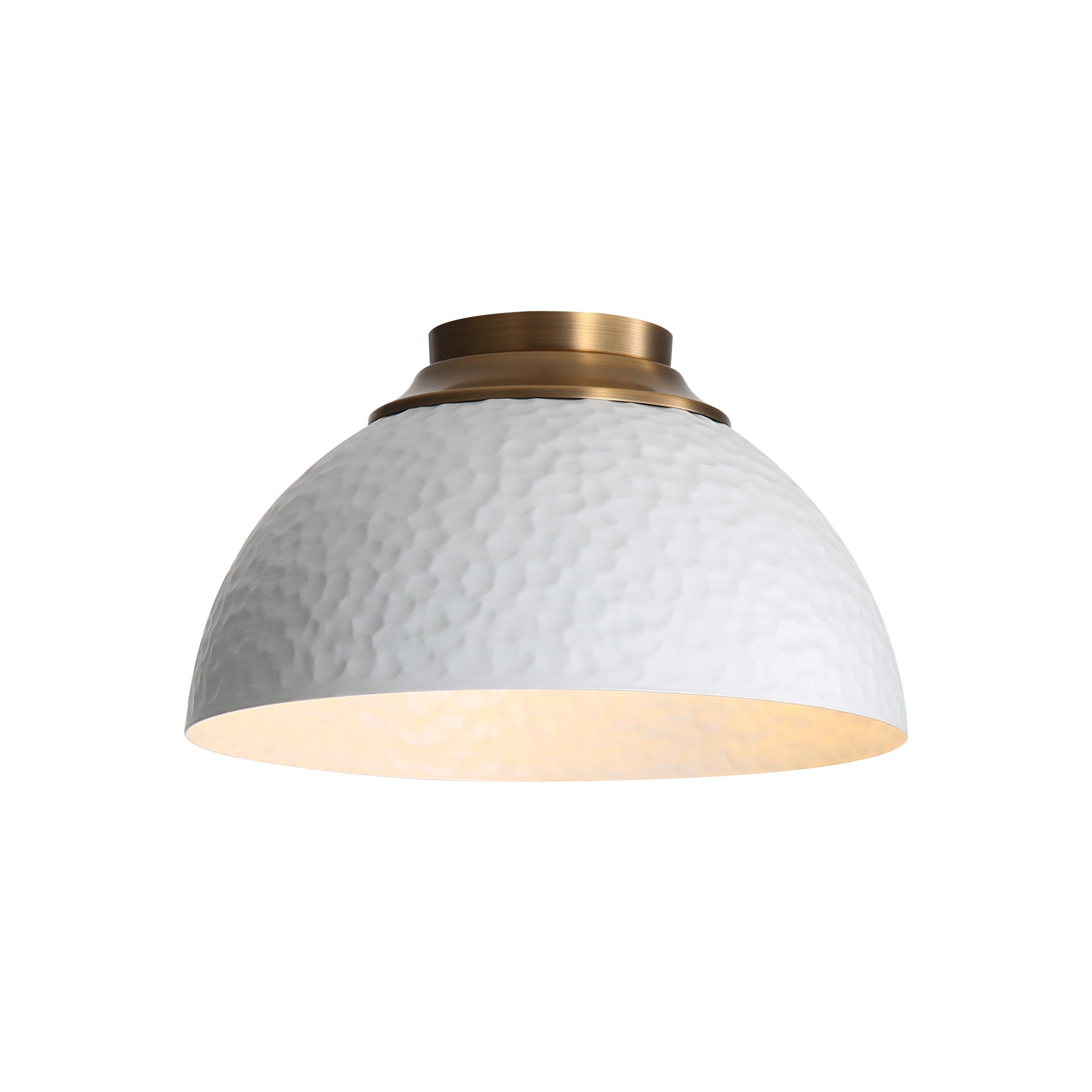 Golden Lighting Shepard 3-light Flush Mount in Modern Brass and Matte White shade - - Golden Lighting