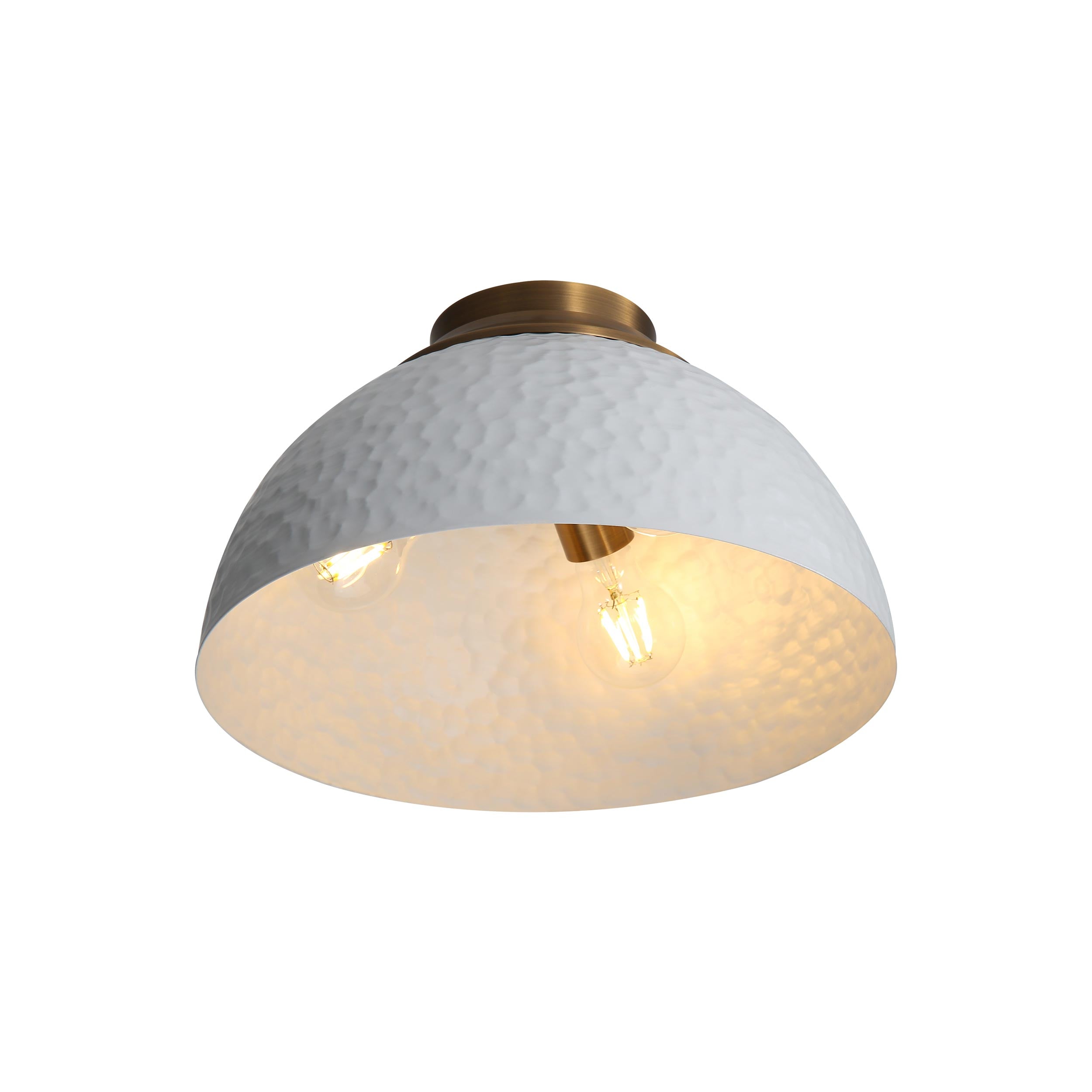 Golden Lighting Shepard 3-light Flush Mount in Modern Brass and Matte White shade - - Golden Lighting