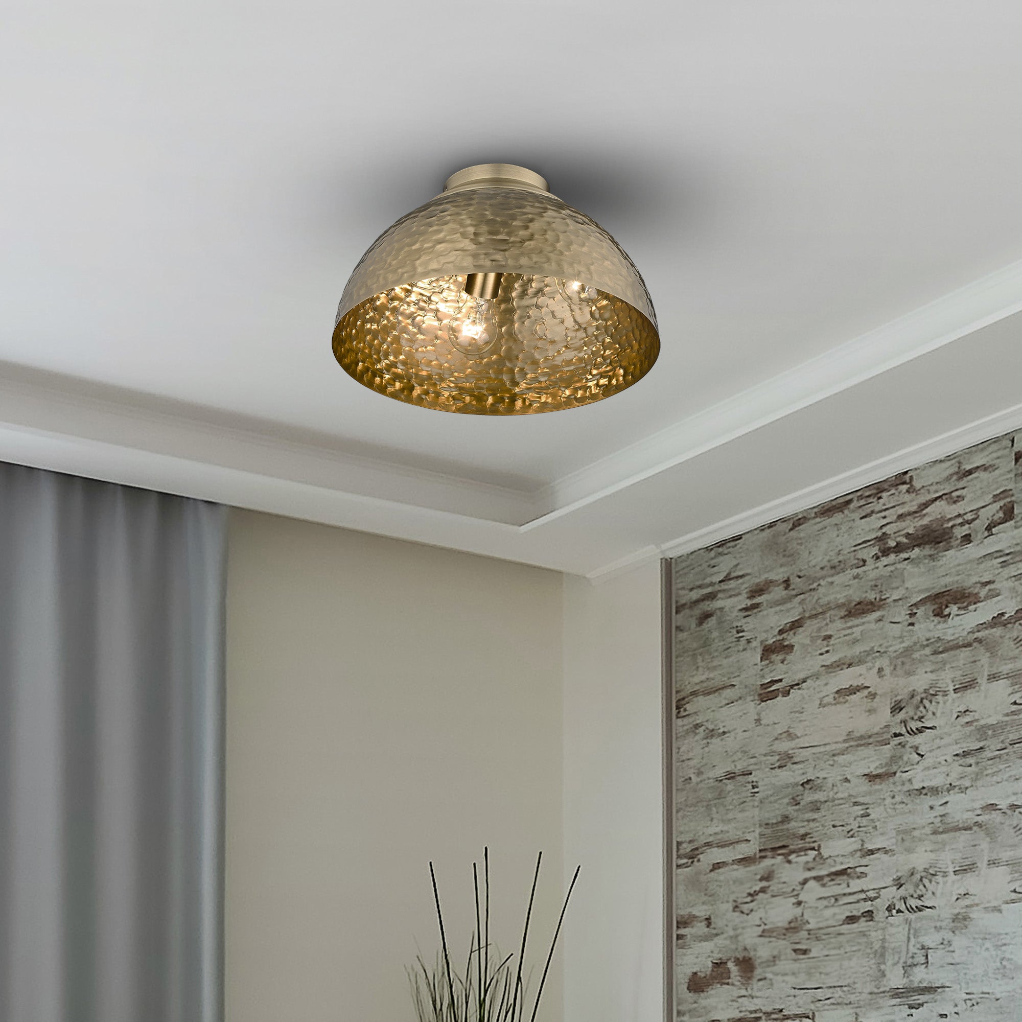 Shepard MBS 3 Light Flush Mount in Modern Brass with Modern Brass Shade - Default Title - Golden Lighting