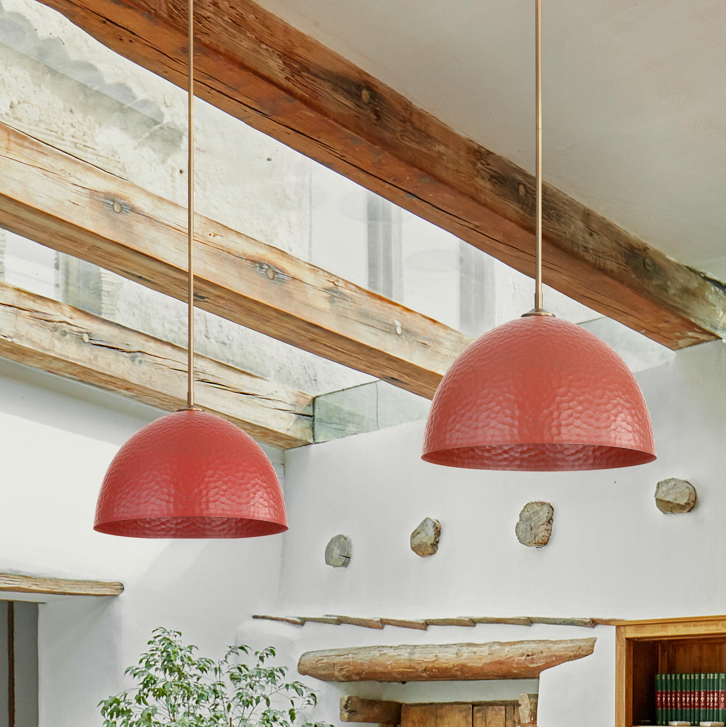 Golden Lighting Shepard 1-light Pendant in Modern Brass and Russet Clay shade - - Golden Lighting