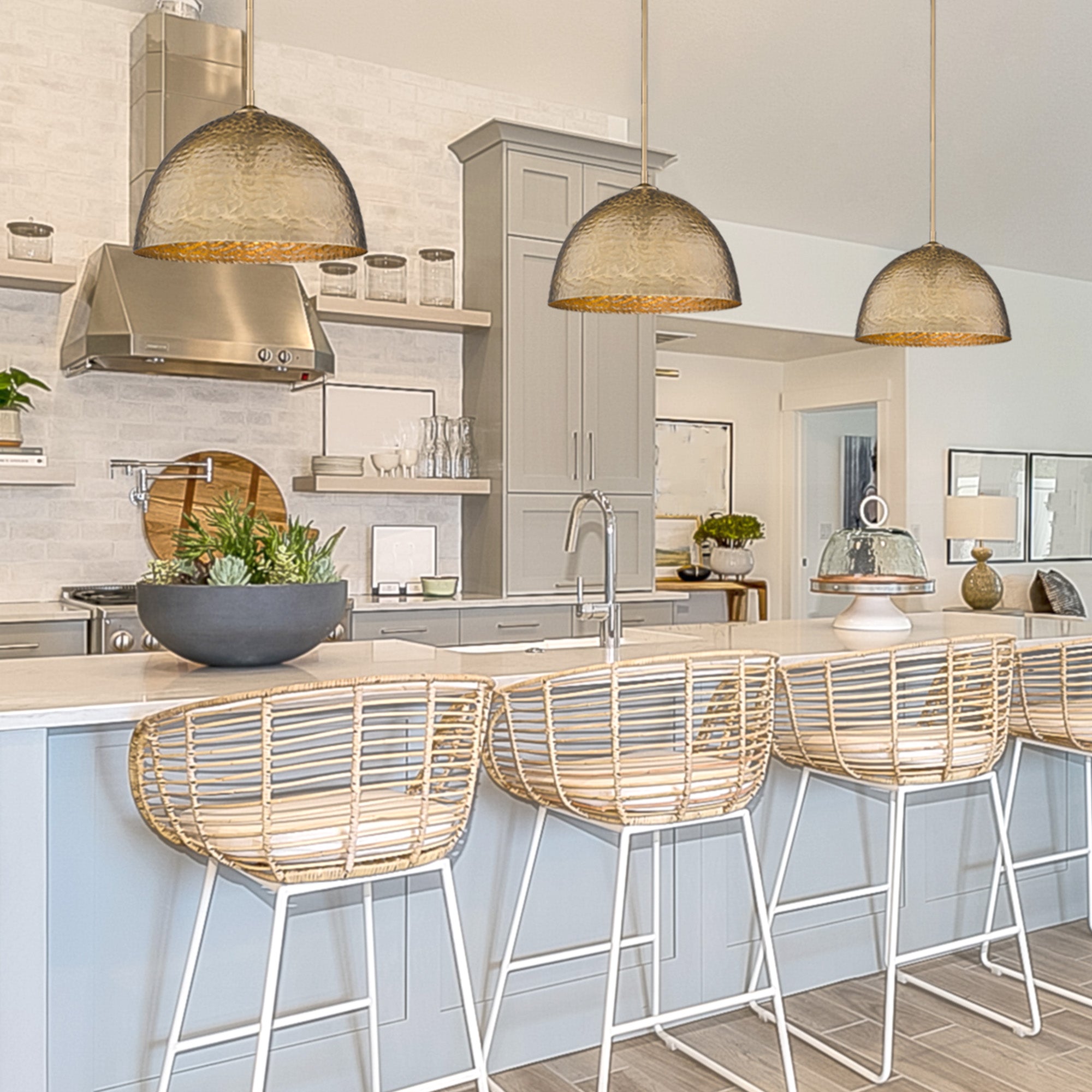 Golden Lighting Shepard 1-light Pendant in Modern Brass and Modern Brass shade