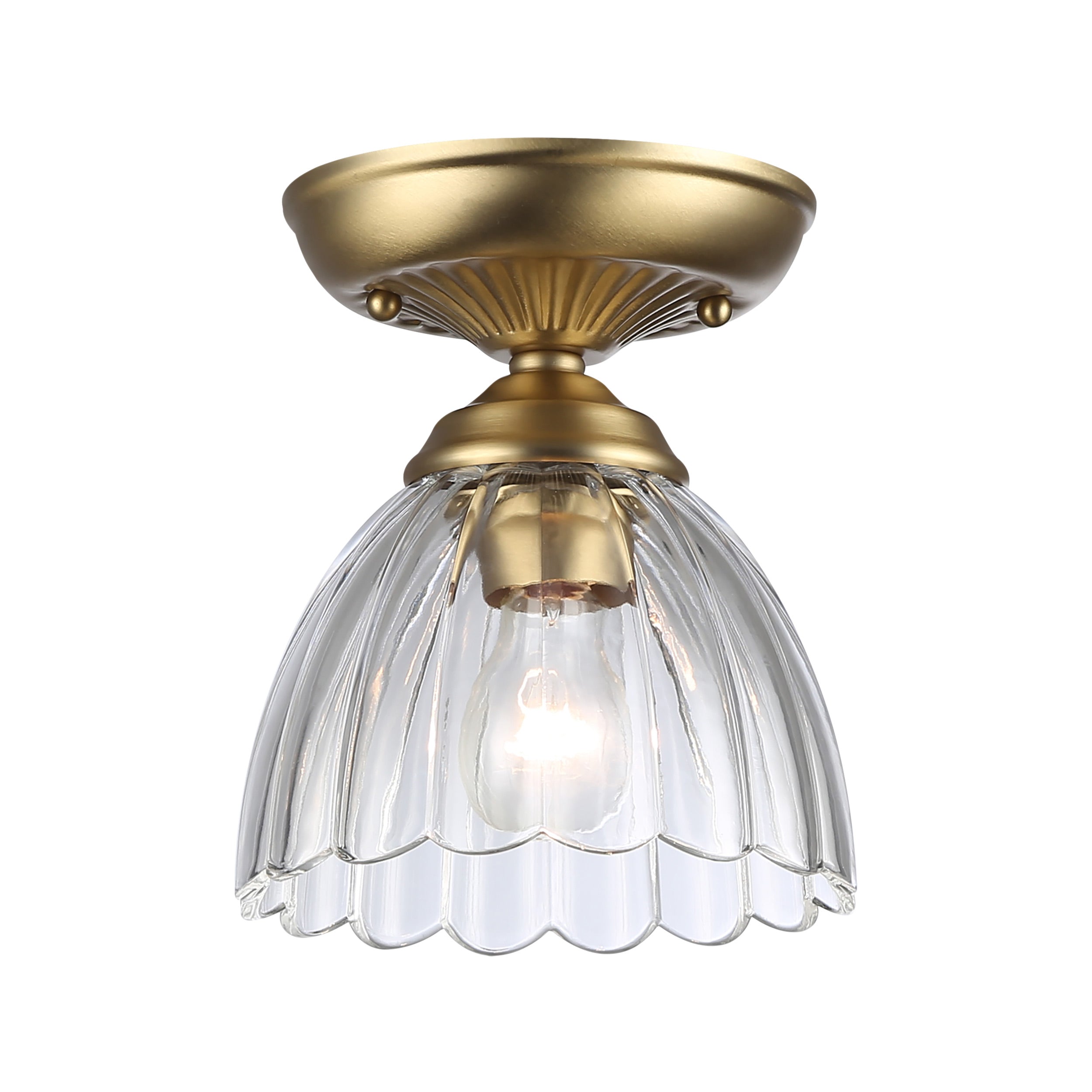Golden Lighting Audra 1-light 7in Semi-Flush Mount in Brushed Champagne Brass - - Golden Lighting