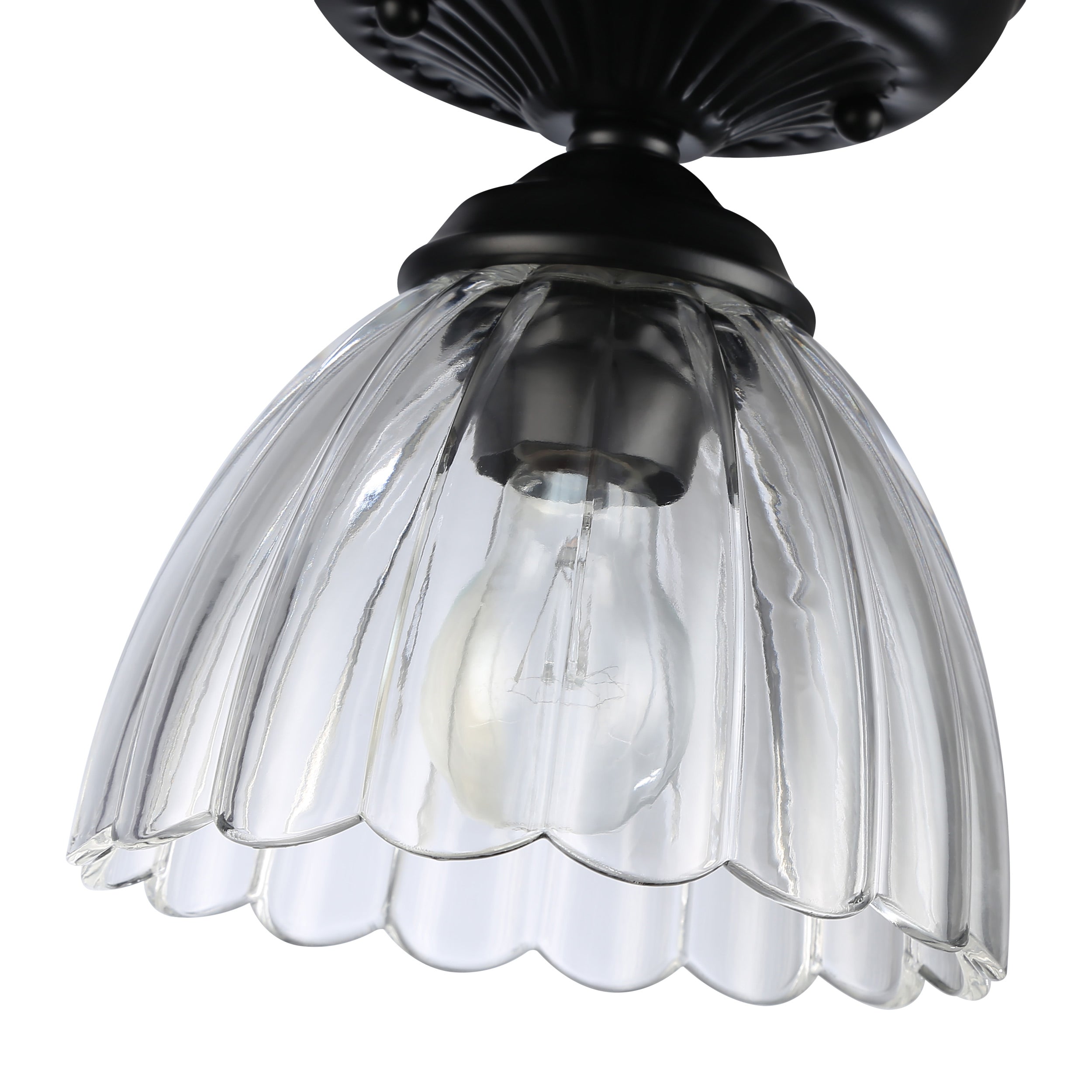 Golden Lighting Audra 1-light 7in Semi-Flush Mount in Matte Black - - Golden Lighting