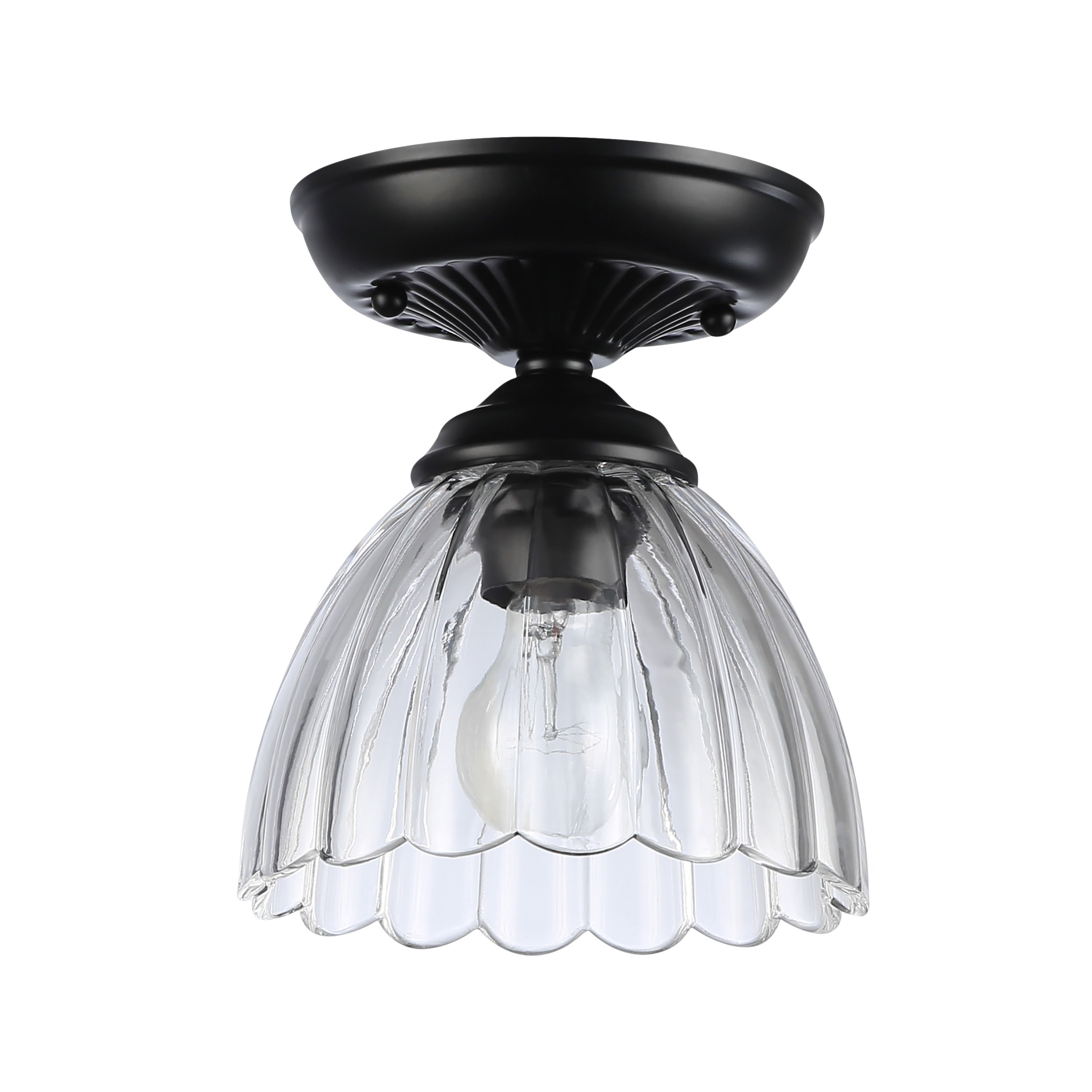 Golden Lighting Audra 1-light 7in Semi-Flush Mount in Matte Black