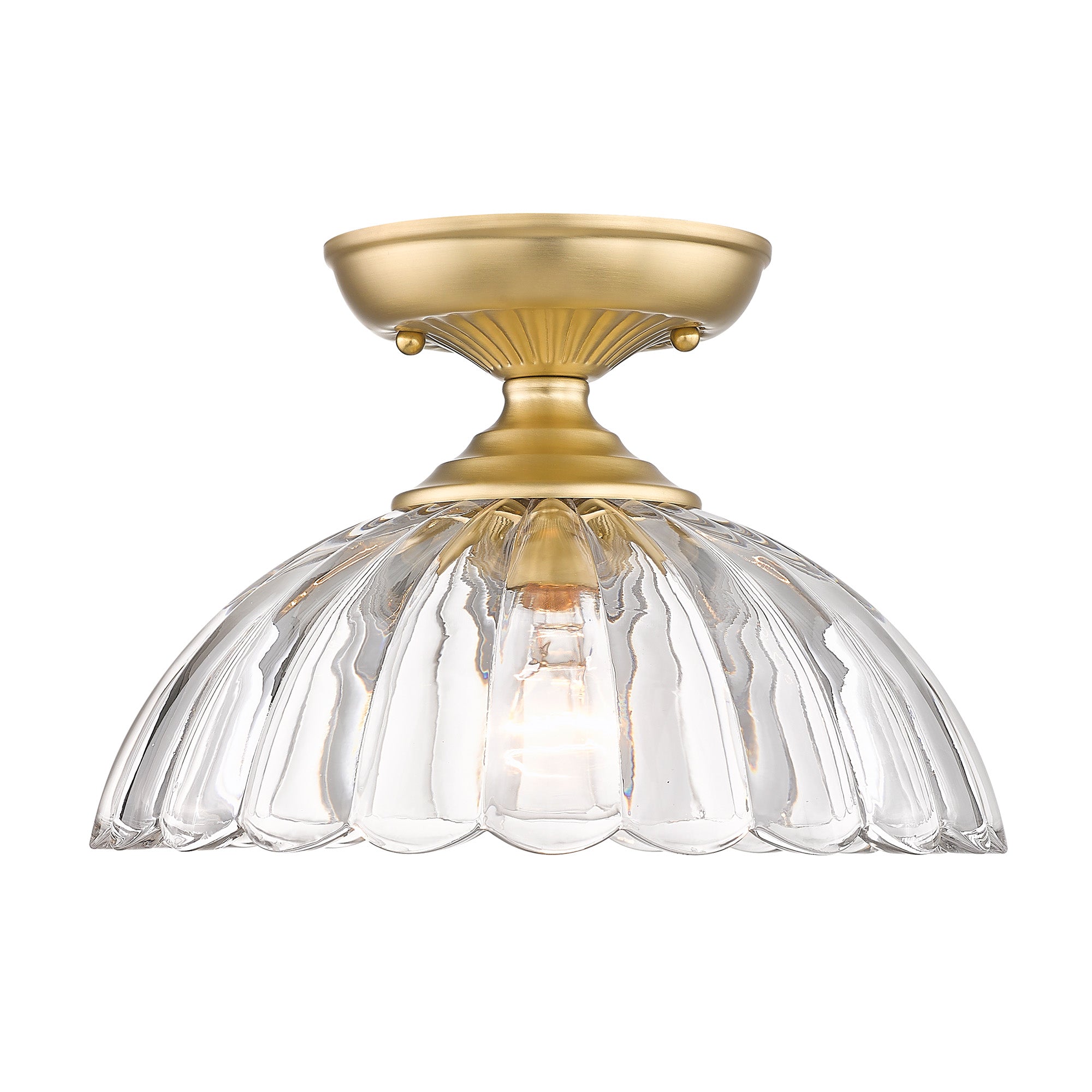 Golden Lighting Audra 1-light 12in Semi-Flush Mount in Brushed Champagne Brass - - Golden Lighting
