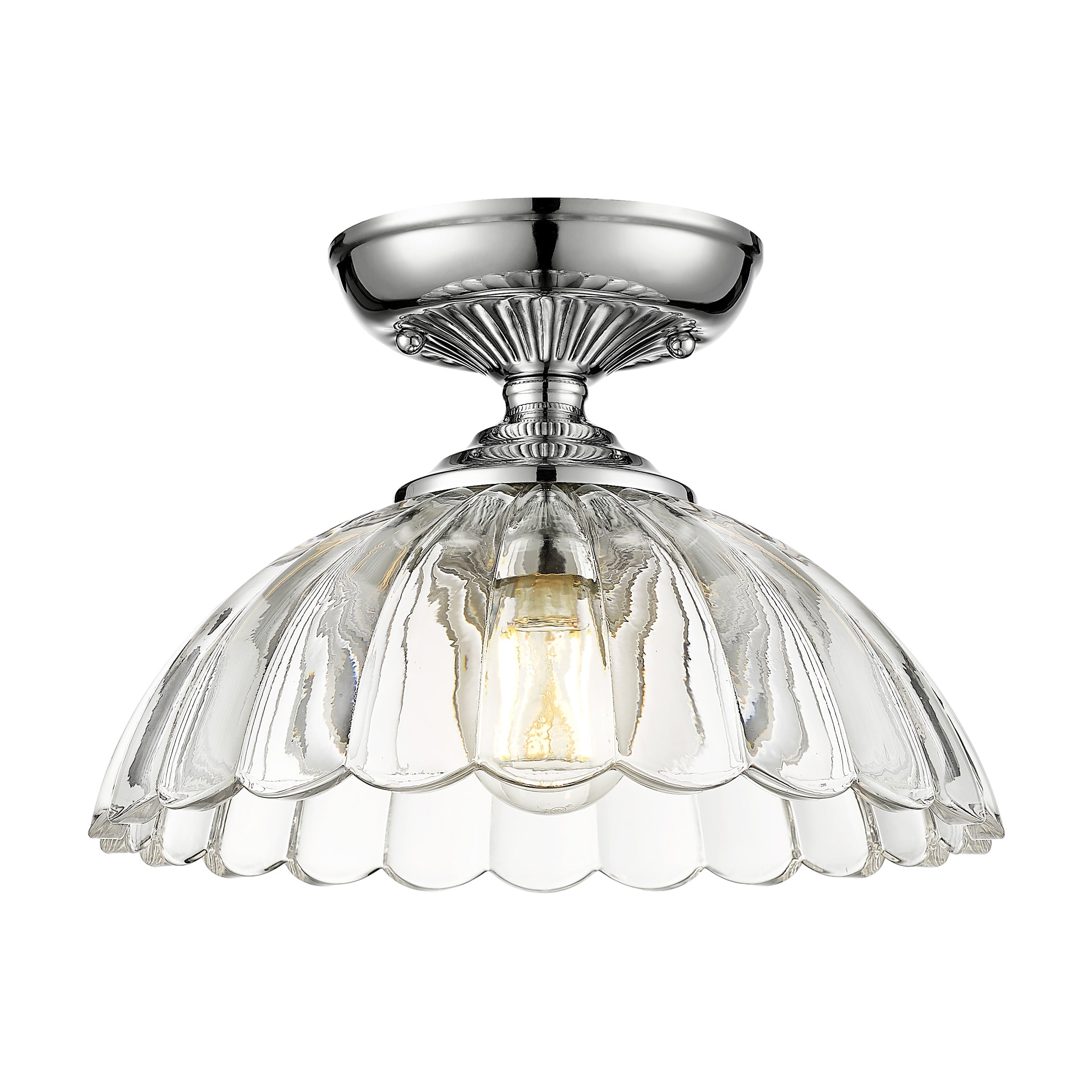 Golden Lighting Audra 1-light 12in Semi-Flush Mount in Chrome - - Golden Lighting