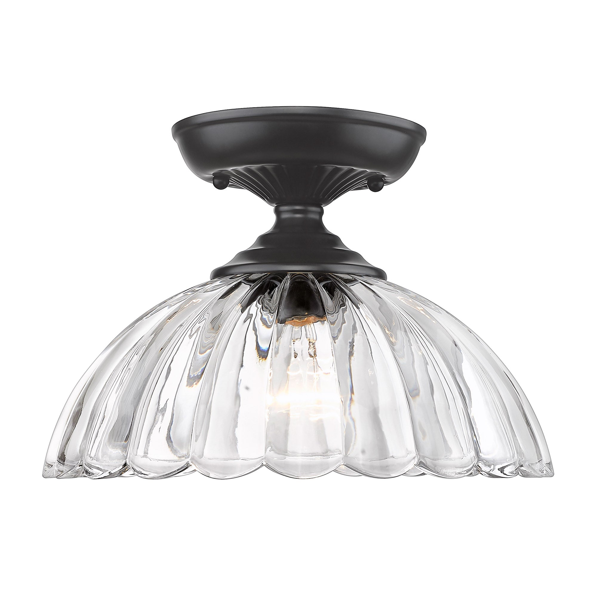 Audra Semi-Flush in Matte Black with Clear Glass Shade - Default Title - Golden Lighting