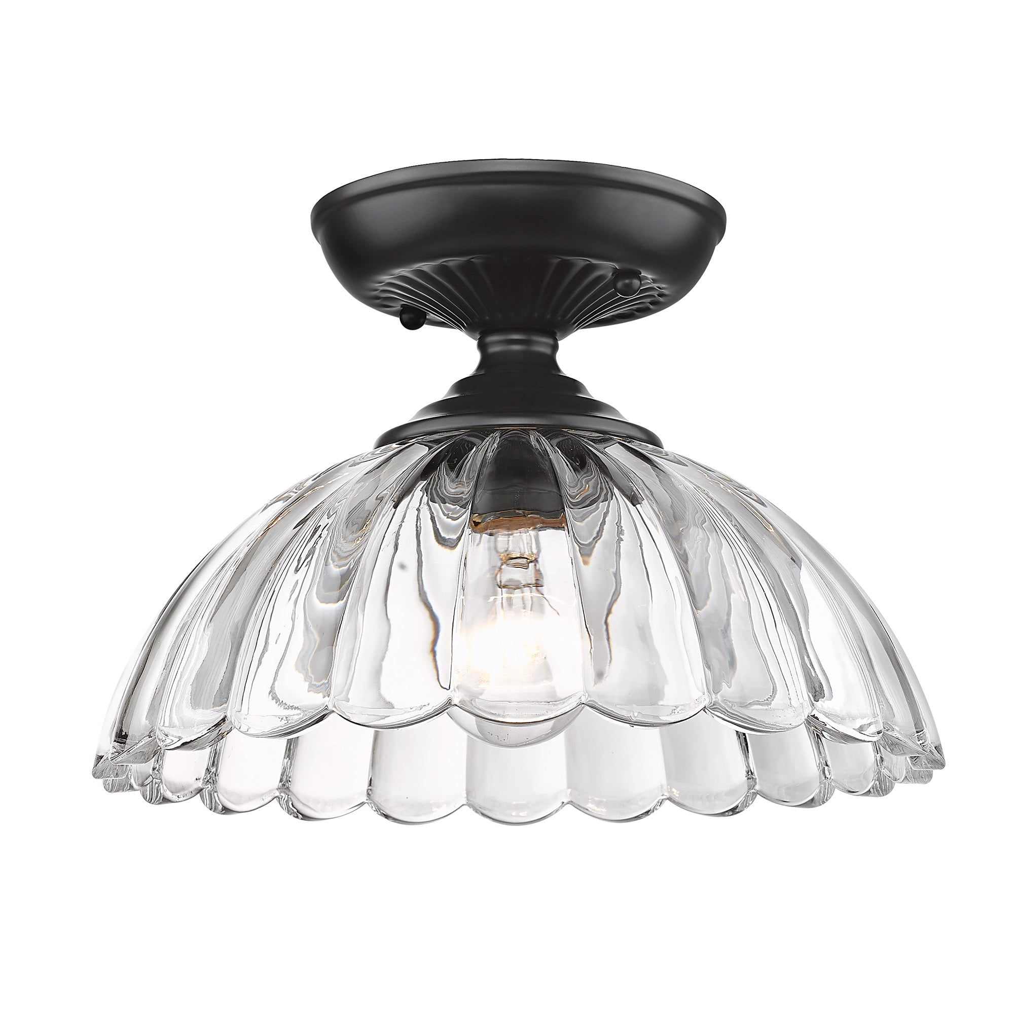 Audra Semi-Flush in Matte Black with Clear Glass Shade - - Golden Lighting