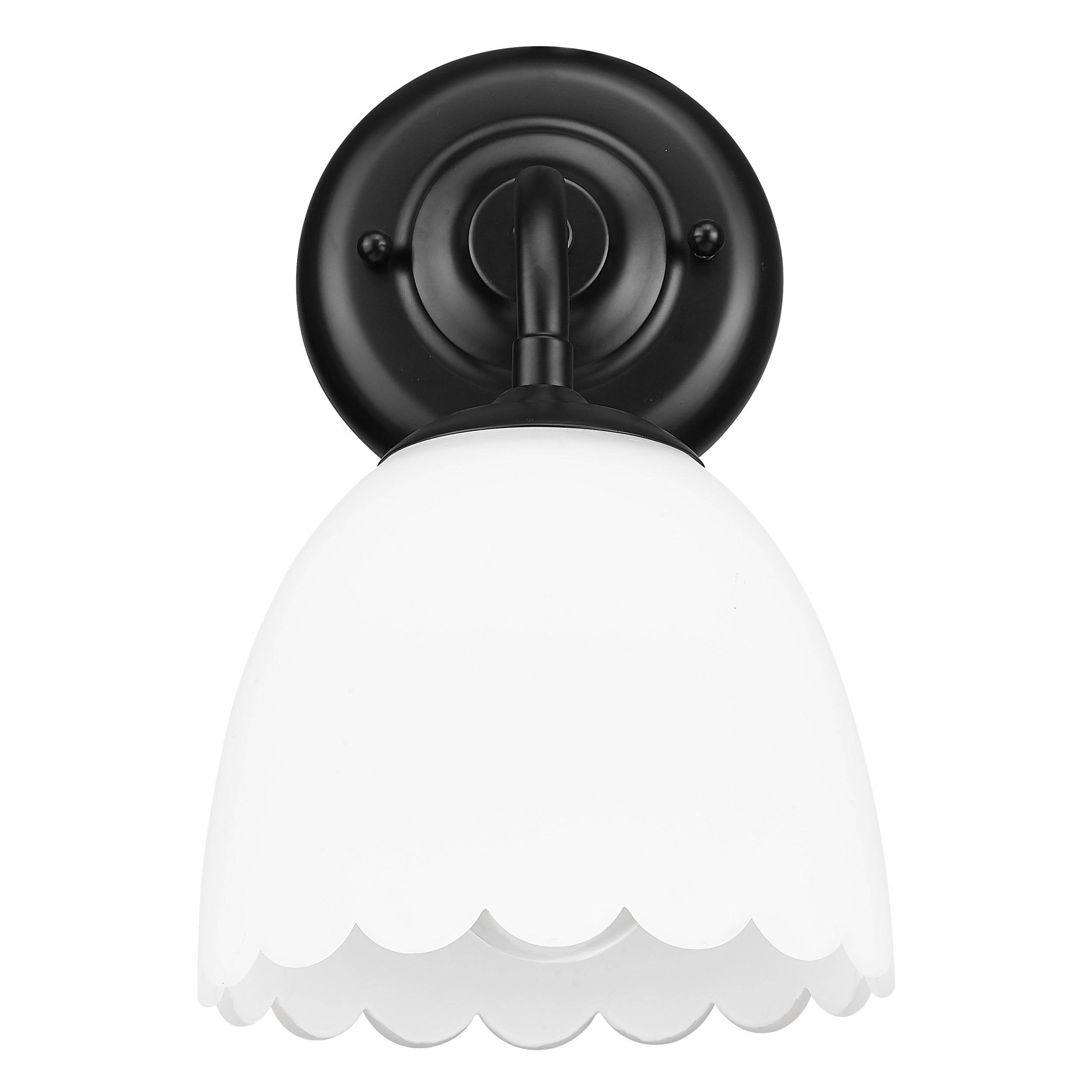 Dorinda 1-Light Wall Sconce in Matte Black with Opal Glass - - Golden Lighting