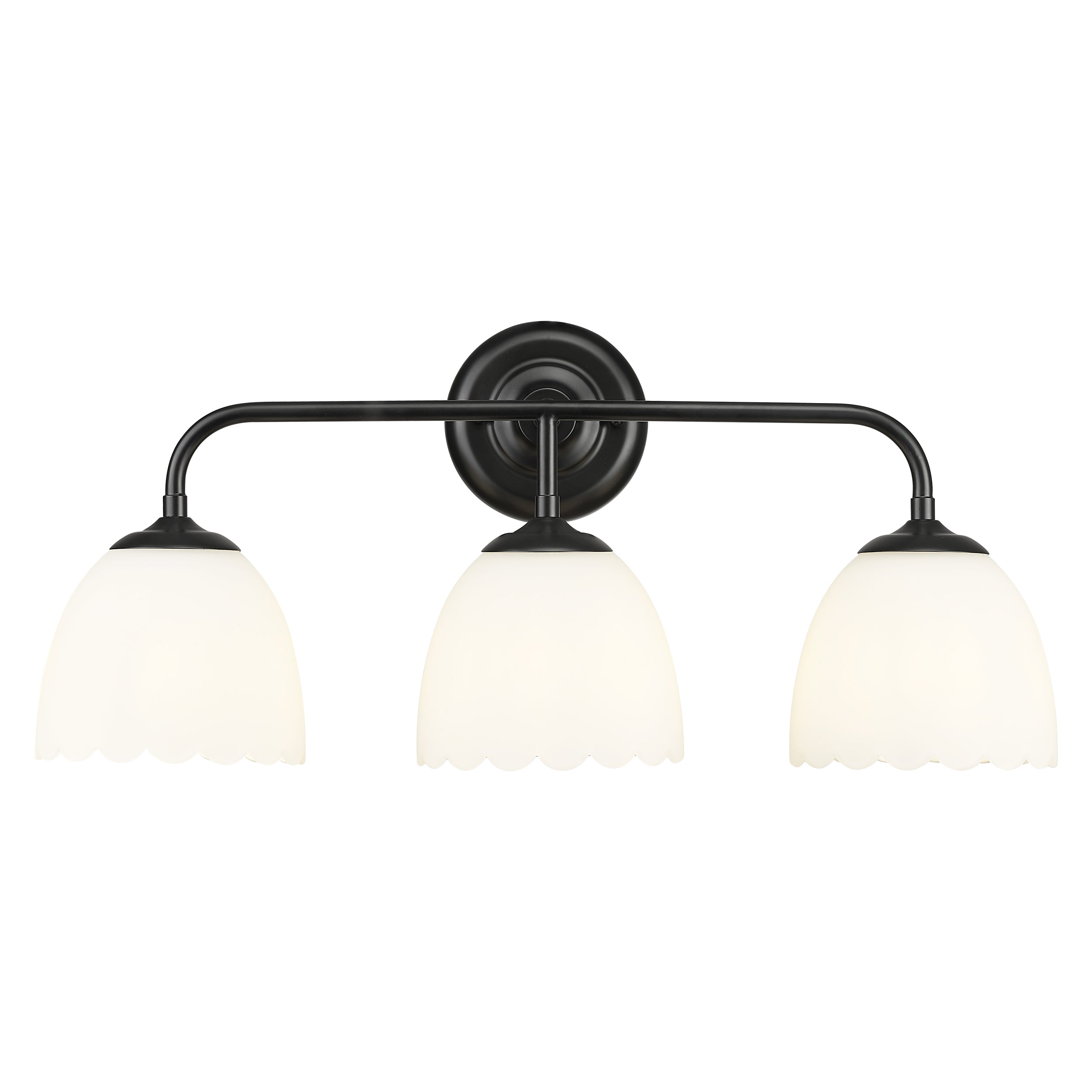 Dorinda 3-Light Vanity Light in Matte Black with Opal Glass - Default Title - Golden Lighting