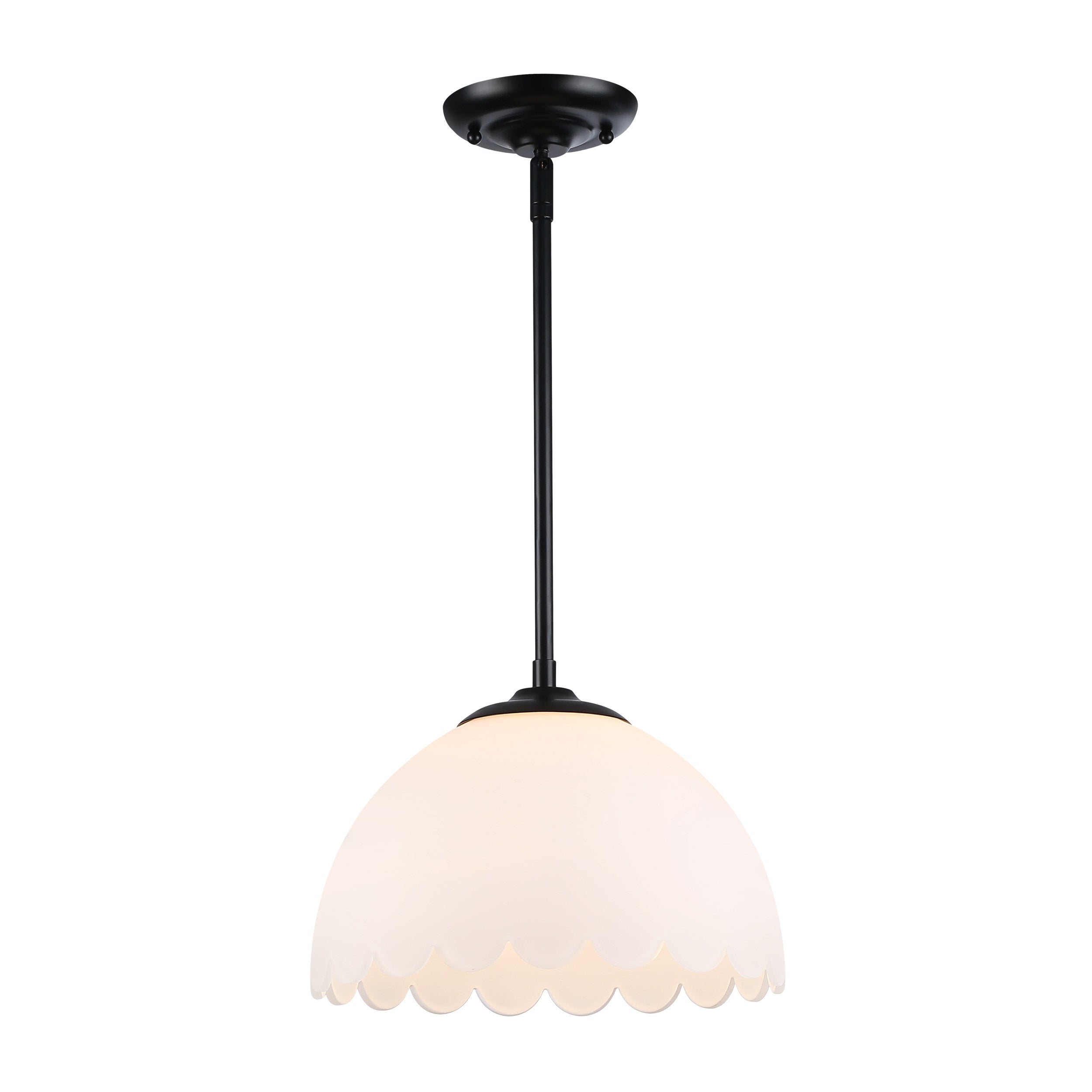Dorinda 1-Light Pendant in Matte Black with Opal Glass - Default Title - Golden Lighting