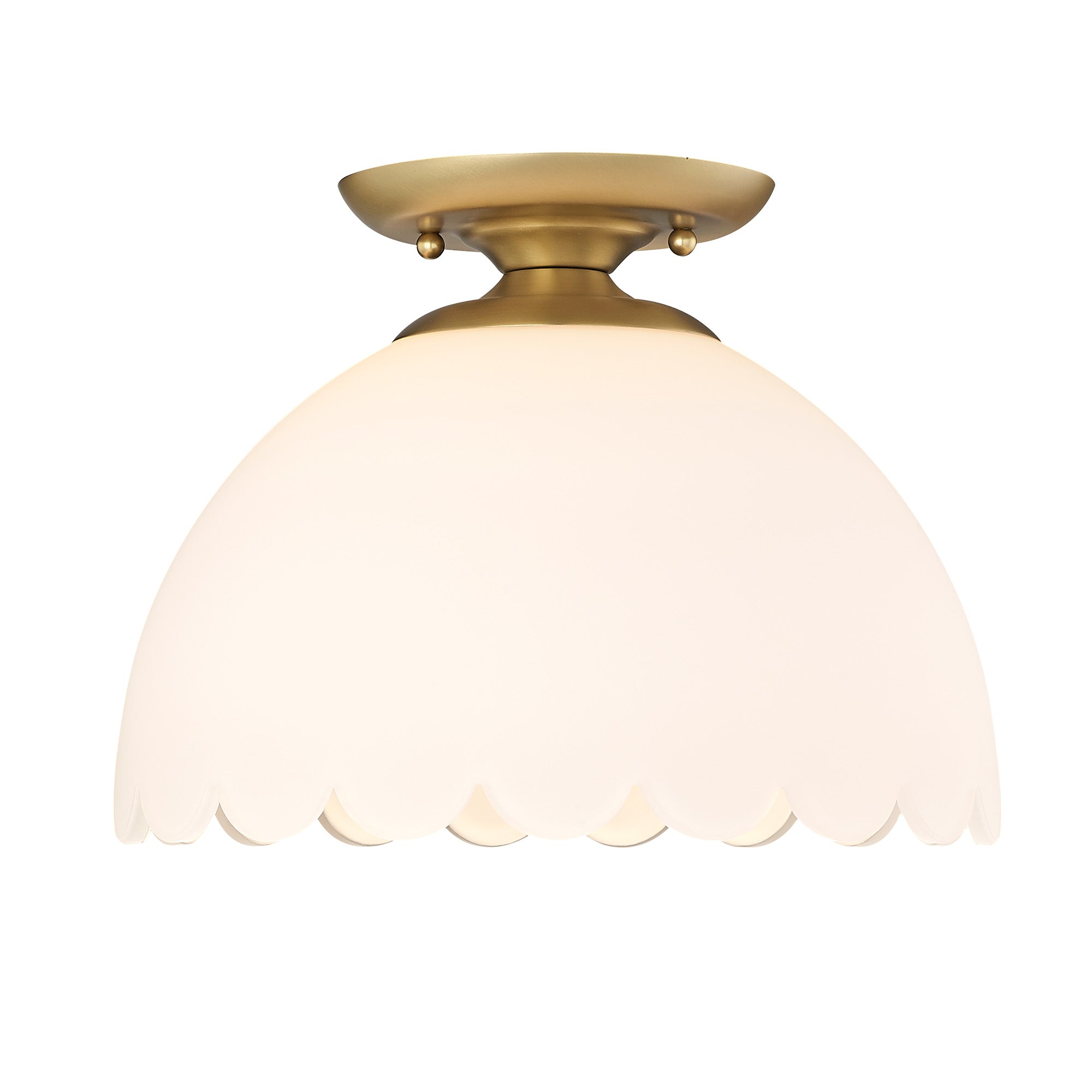 Dorinda Semi-Flush in Brushed Champagne Bronze with Opal Glass Shade - - Golden Lighting
