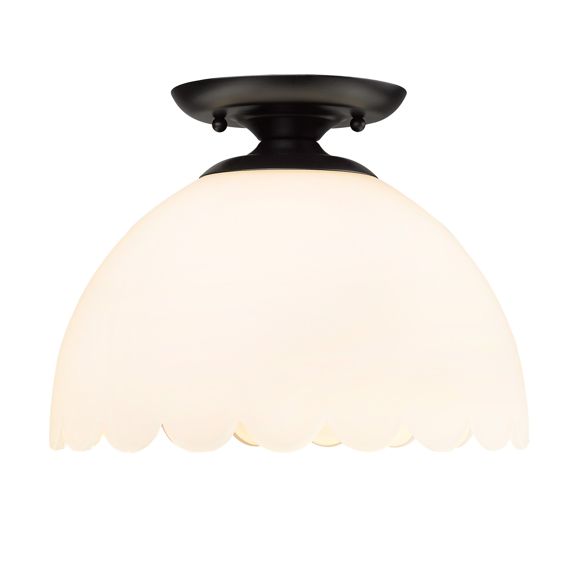 Dorinda BLK Semi-Flush in Matte Black with Opal Shade - - Golden Lighting