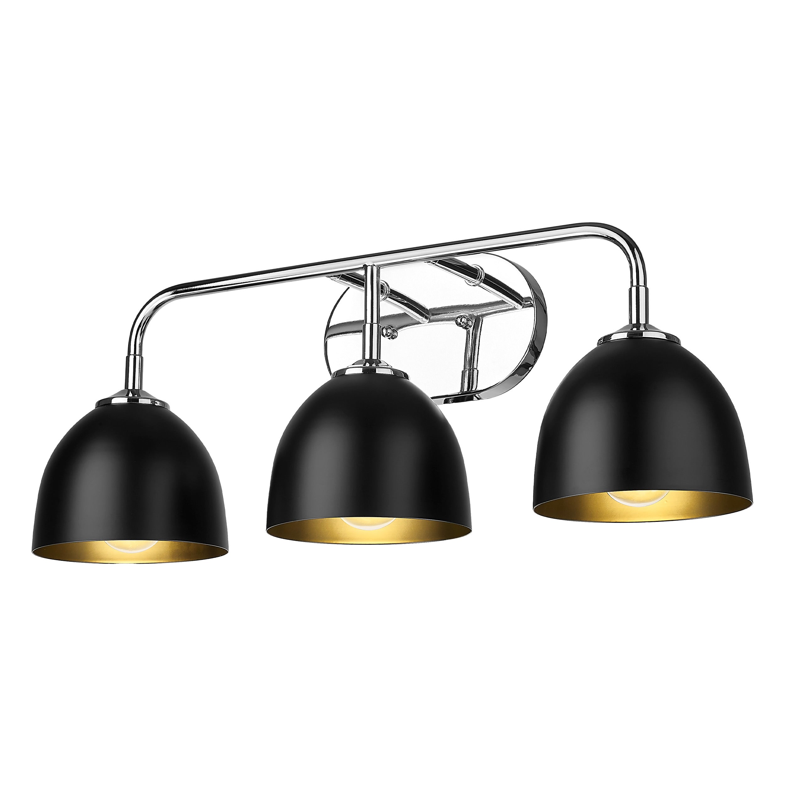 Zoey 3-light Vanity in Chrome and Matte Black shade - - Golden Lighting