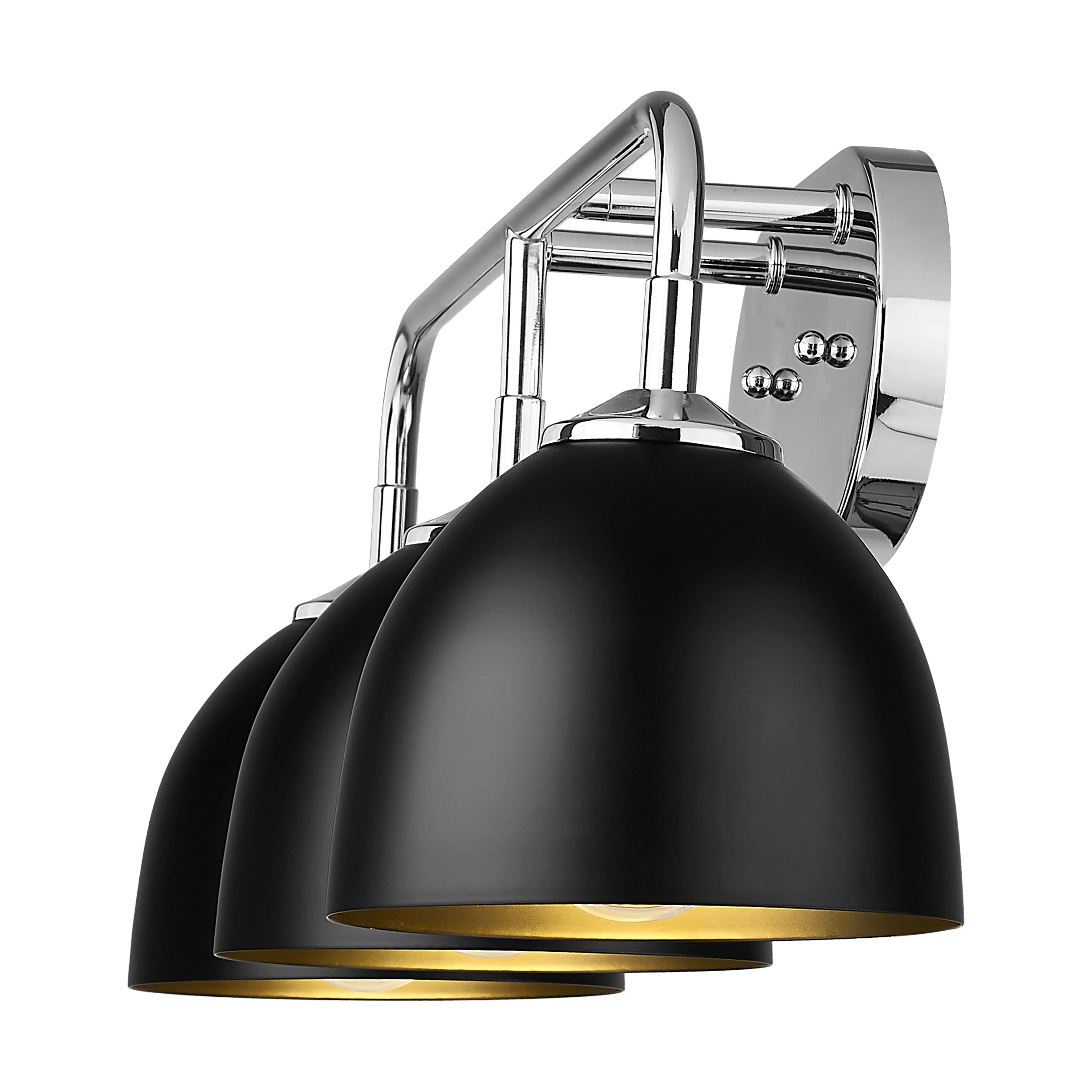 Zoey 3-light Vanity in Chrome and Matte Black shade - - Golden Lighting