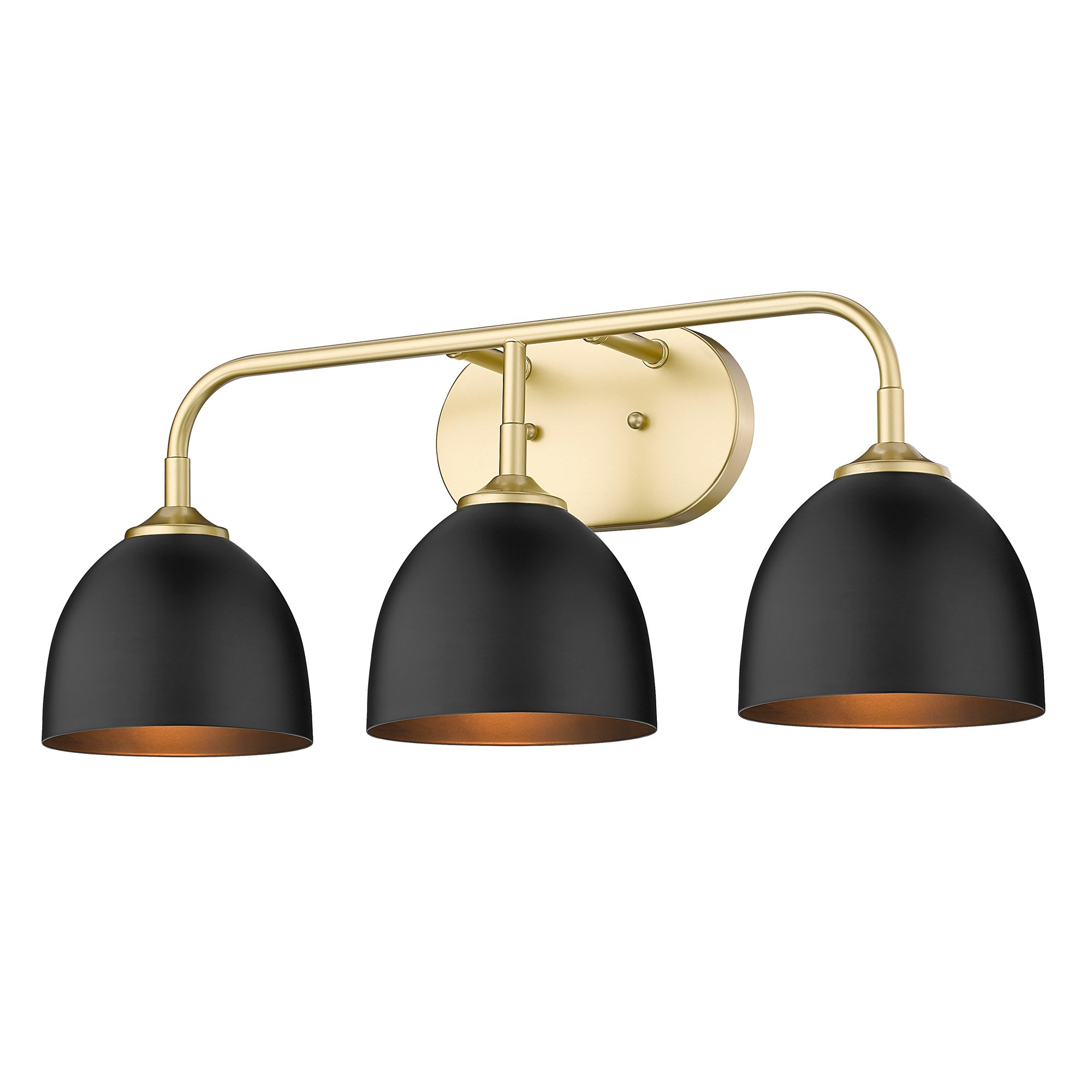 Yep by Golden Lighting Zoey 3-light Vanity in Olympic Gold and Matte Black shade