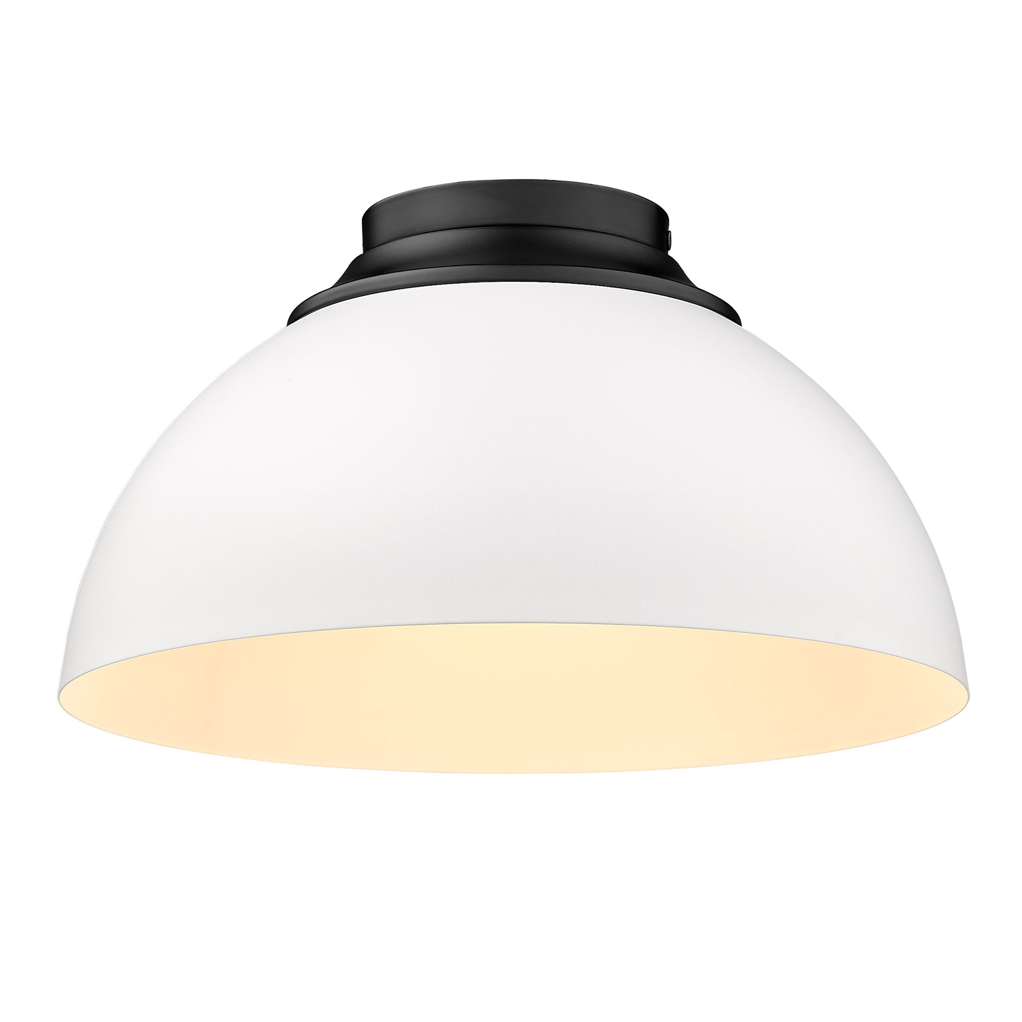 Zoey 3-light Flush Mount in Matte Black and Matte White shade - - Golden Lighting